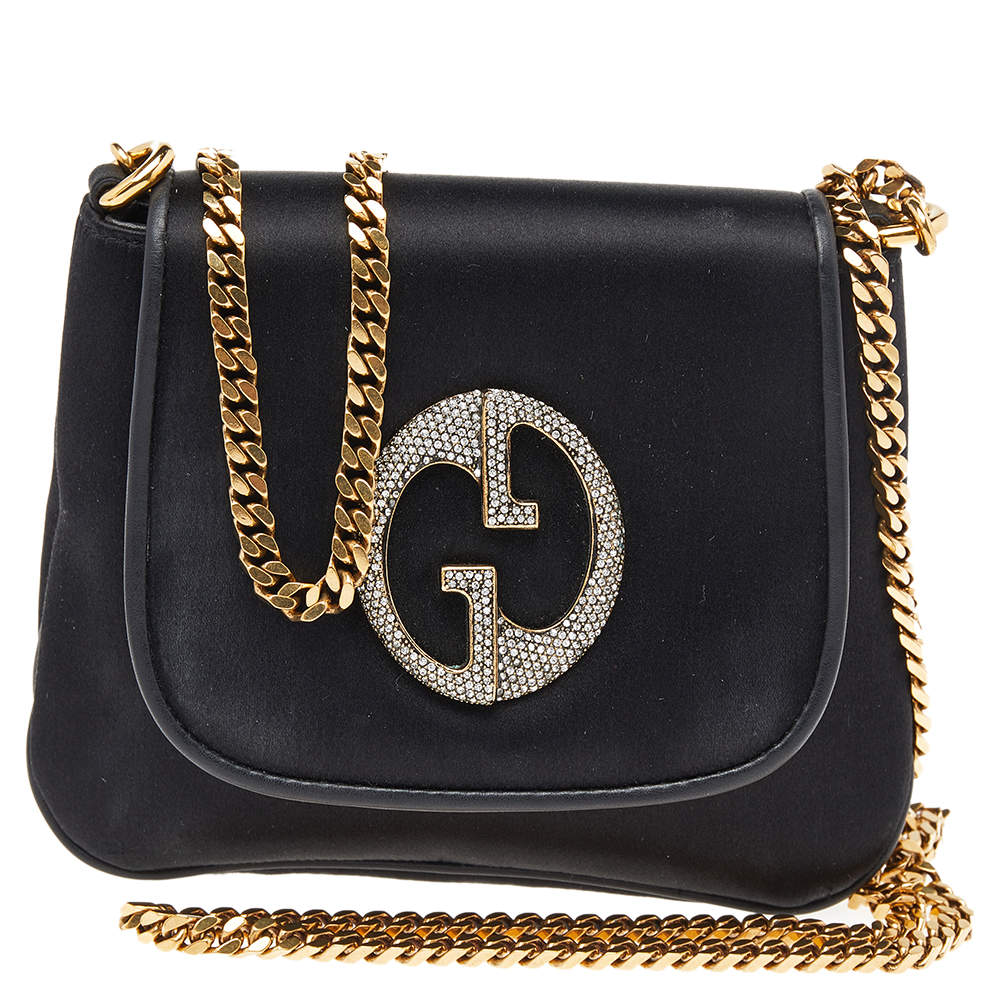 Gucci Black Satin And Leather 1973 Crossbody Bag Gucci | The Luxury Closet