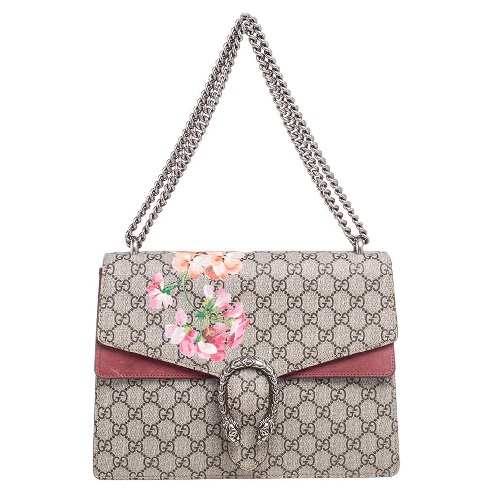 Pre Owned حقيبة كتف غوتشي ديونيسوس سويدي وكانفاس GG سوبريم بيج / أحمر داكن