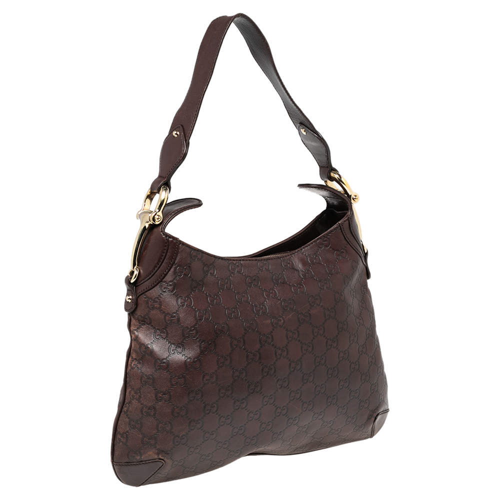 Gucci Brown Guccissima Leather Large Horsebit Creole Hobo Bag