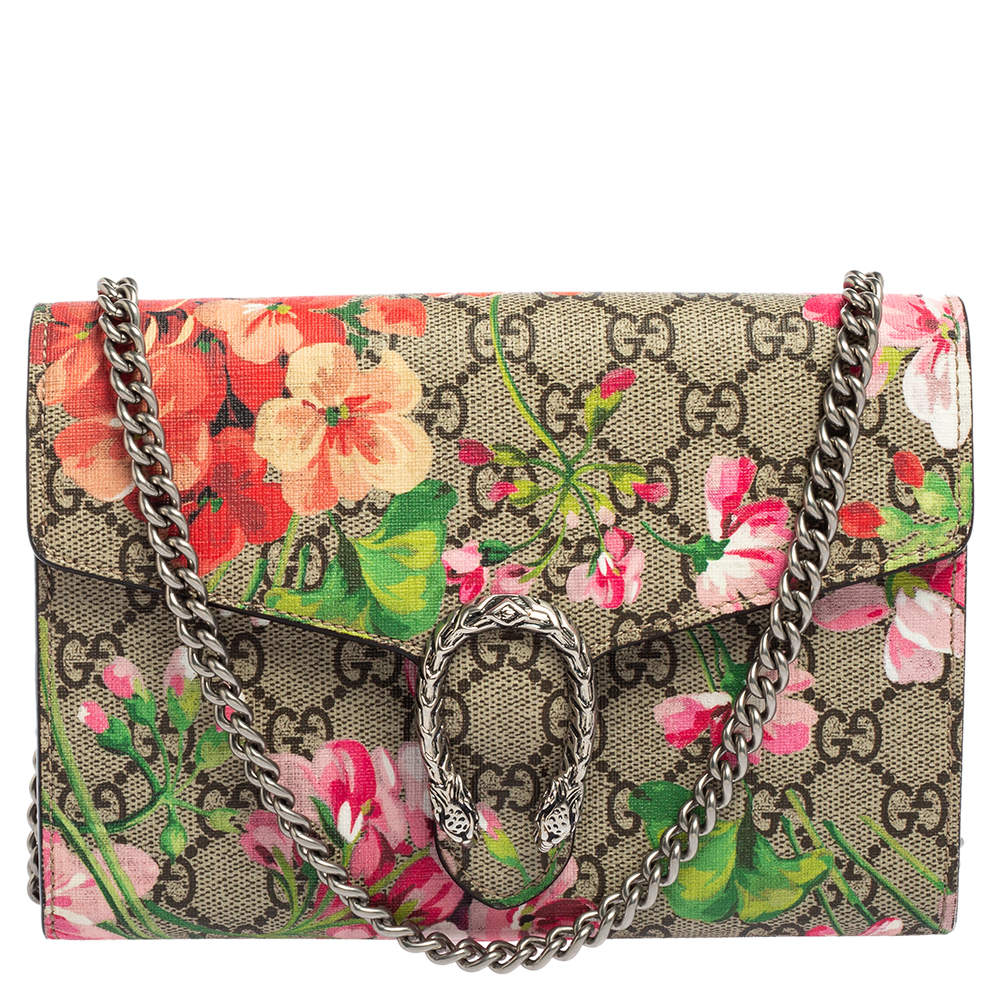 Pre Owned محفظة بسلسلة غوتشي كانفاس جي جي سوبريم متعدد الألوان مورد مزين ديونيسوس 