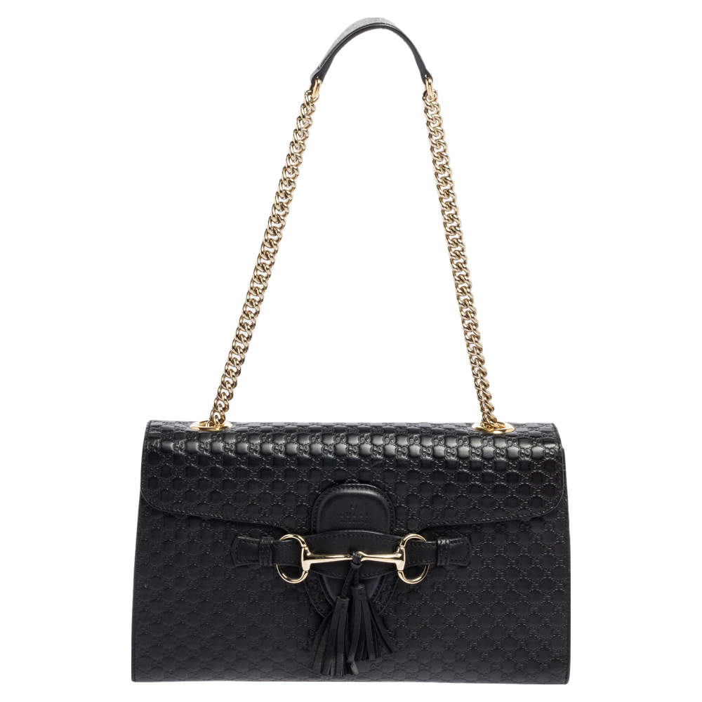 Pre Owned حقيبة كتف غوتشي ايميلي جلد برتقالي متوسطة بسلسلة