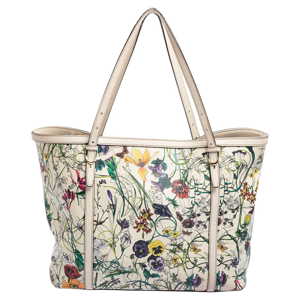 Gucci Off-white Floral Print Leather Nice Tote Gucci | TLC