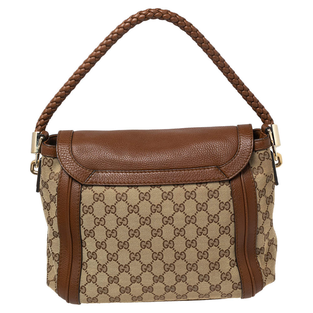 Gucci Bella Canvas Leather Shoulder Bag Ghw (Monogram Grey