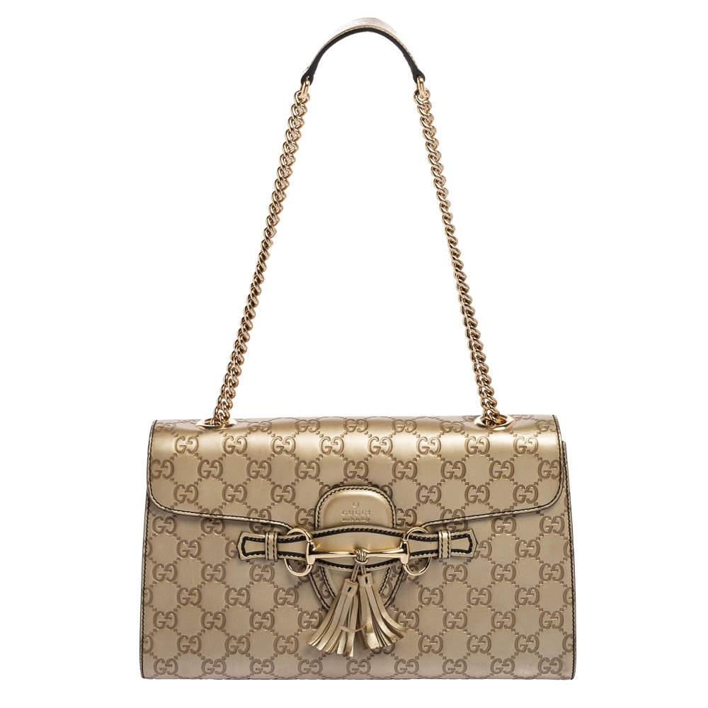 Gucci Gold Guccissima Leather Medium Emily Shoulder Bag Gucci | The ...