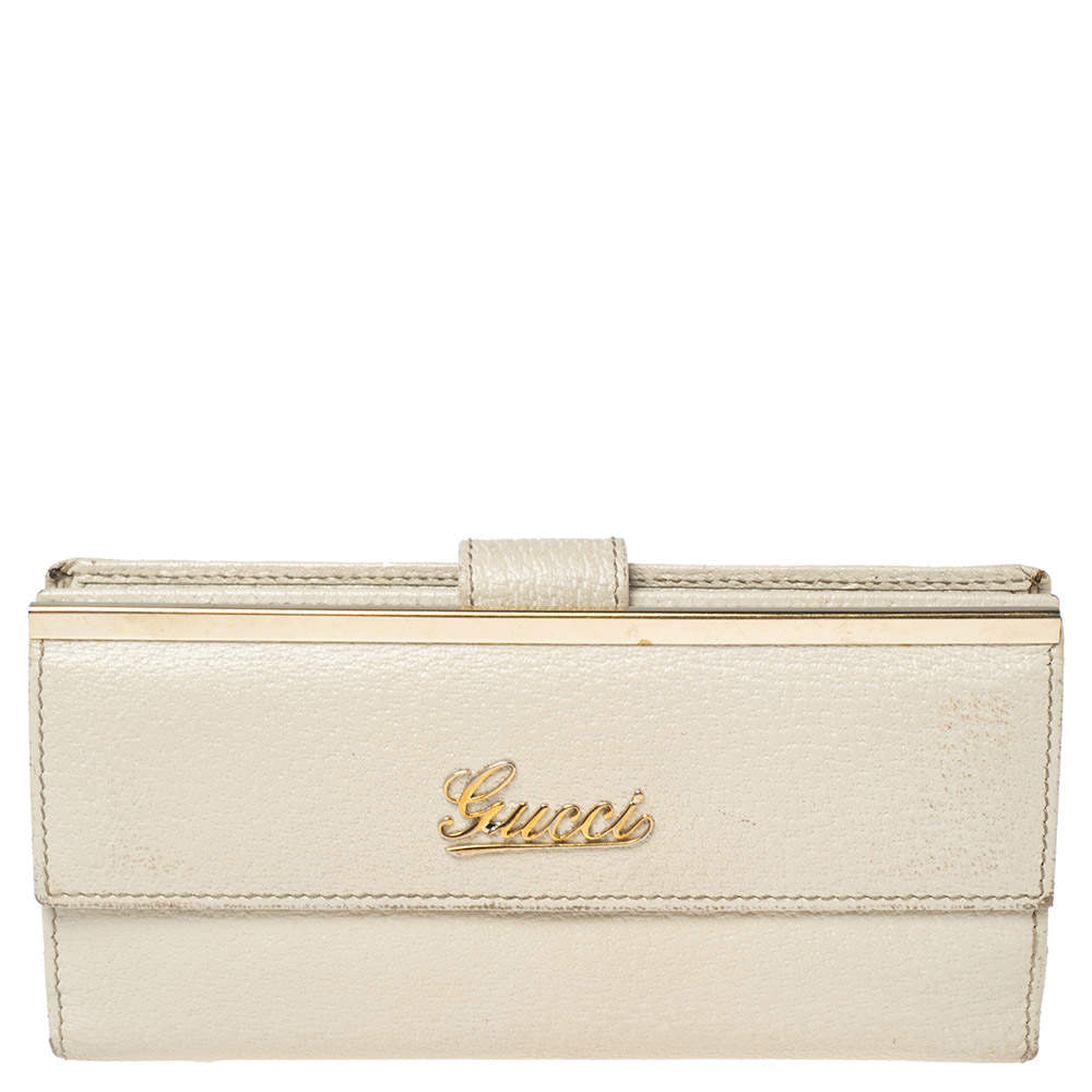 Gucci Cream Leather Continental Wallet