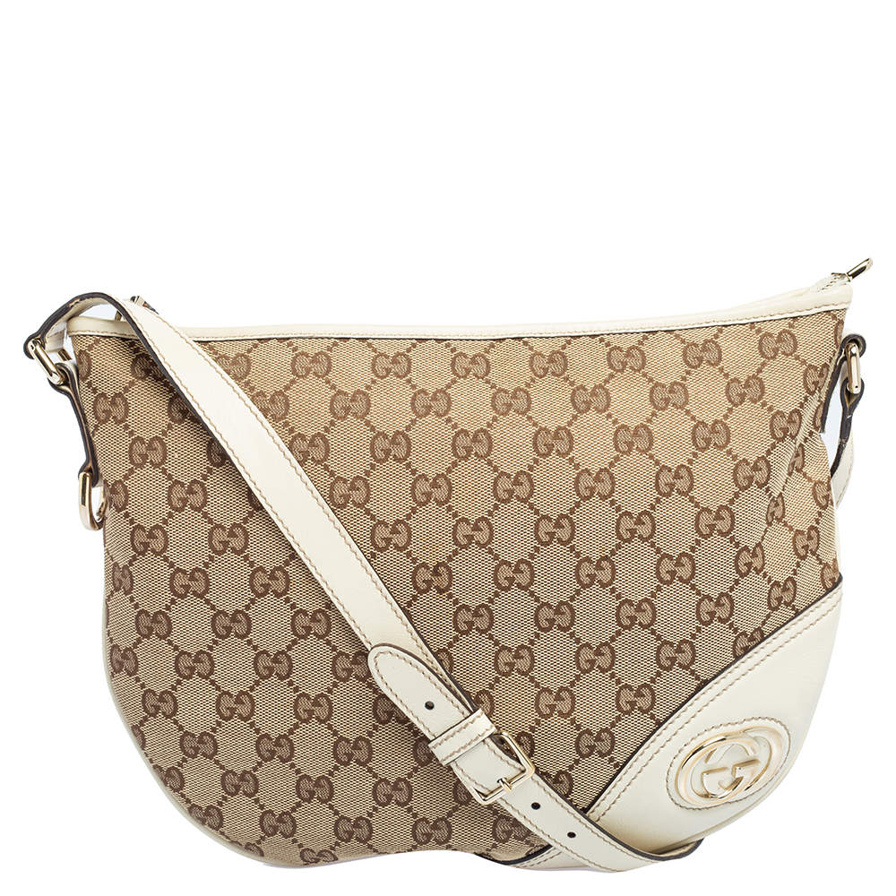 Pre Owned Gucci Brown/Beige GG Canvas and Leather Britt Messenger Bag