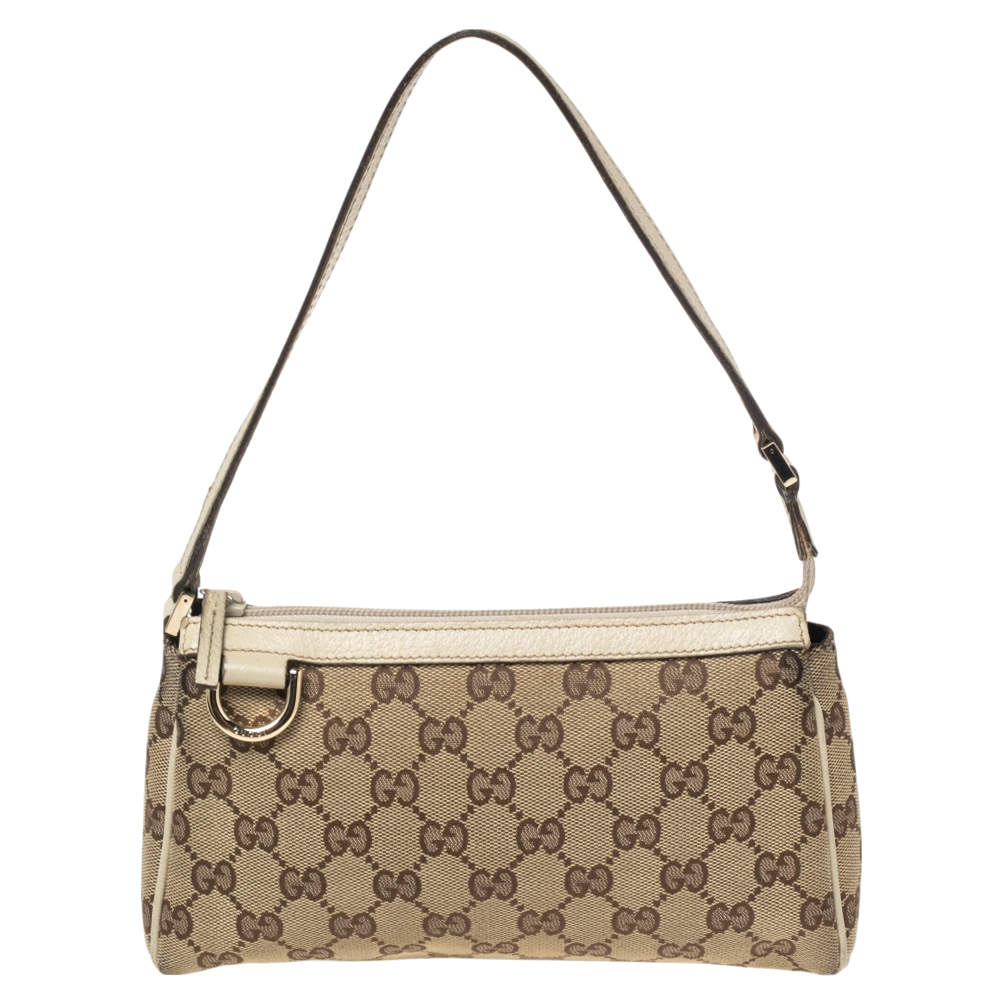 Gucci Beige GG Canvas and Leather Abbey D-Ring Pochette Bag Gucci | The ...