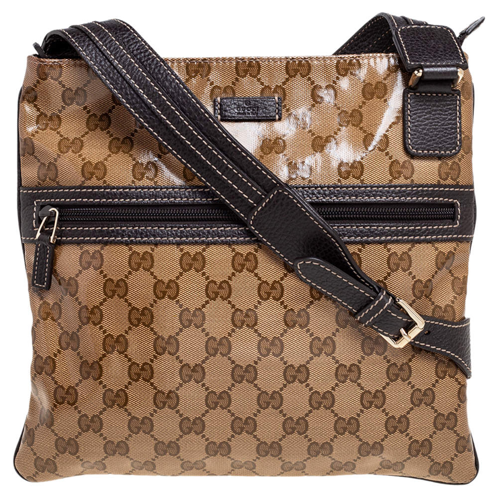 Pre Owned حقيبة ماسنجر غوتشي كانفاس جي جي بني مرصع كريستال