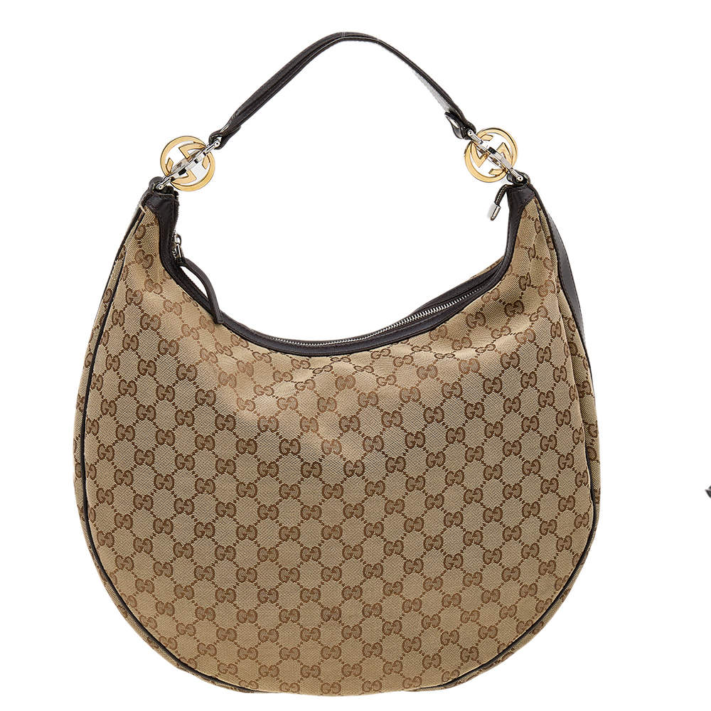 Gucci Beige/Brown GG Canvas and Leather Large GG Twins Hobo Gucci | TLC
