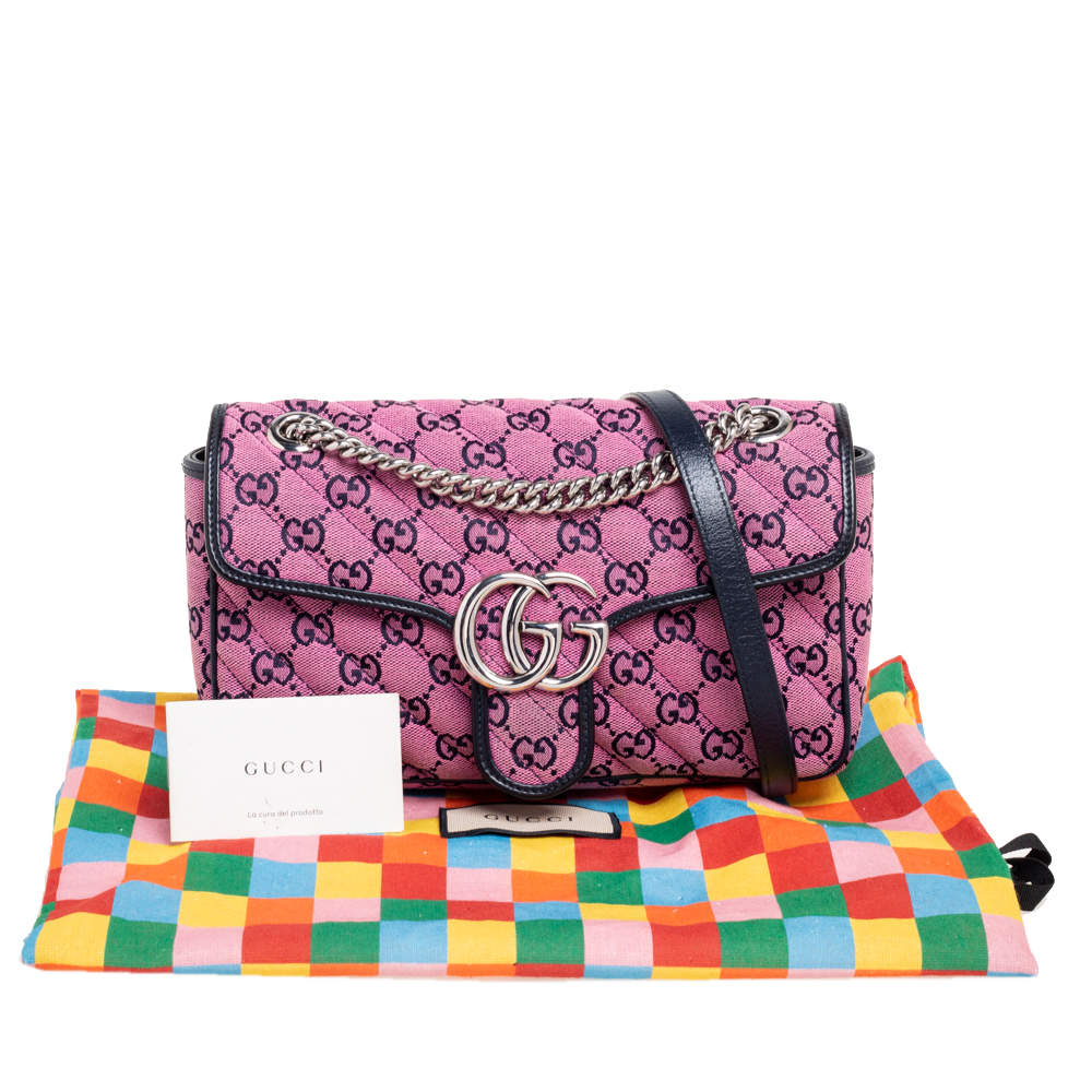Gucci GG Marmont Diagonal Quilted Pink Fabric GG Canvas Shoulder Bag - Boca  Pawn