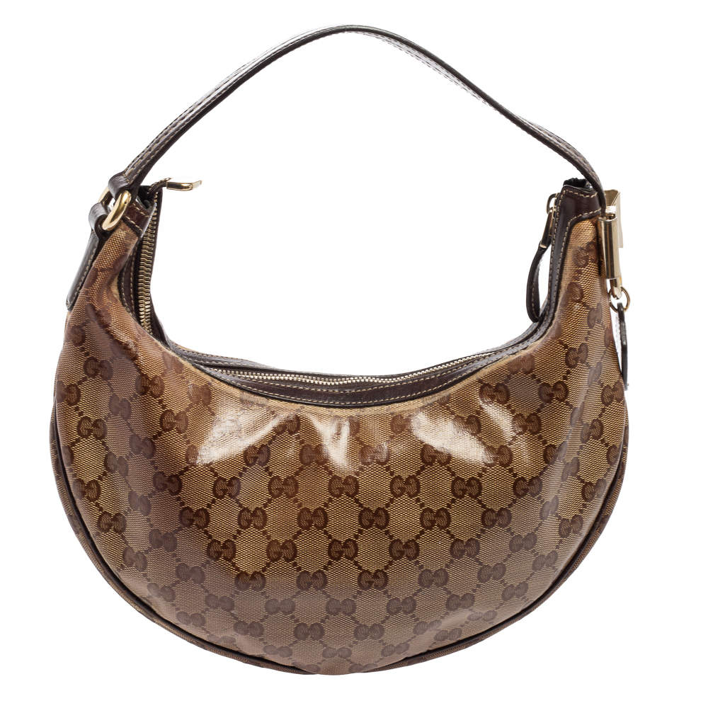 Gucci Duchessa Brown Leather Hobo Bag with Gold Bow Hardware 181492 2140