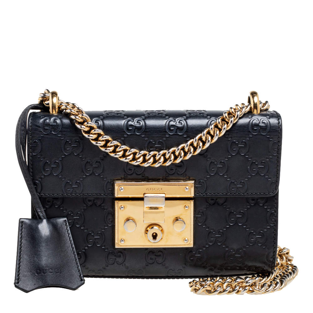 Gucci Black Guccissima Leather Small Padlock Shoulder Bag Gucci The