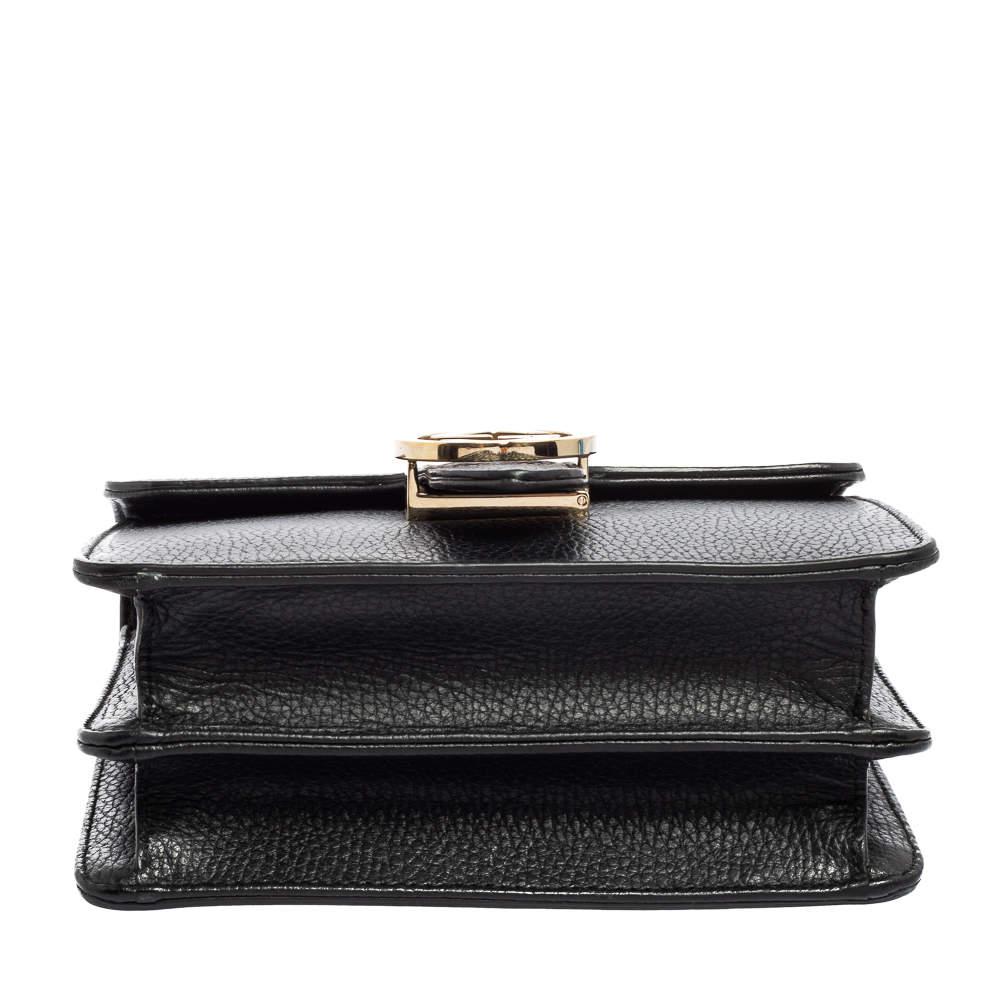 Interlocking leather crossbody bag Gucci Black in Leather - 32650312