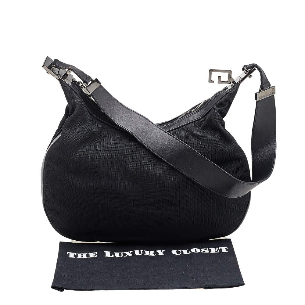 Gucci Black Leather And Fabric Vintage Hobo Gucci | The Luxury Closet