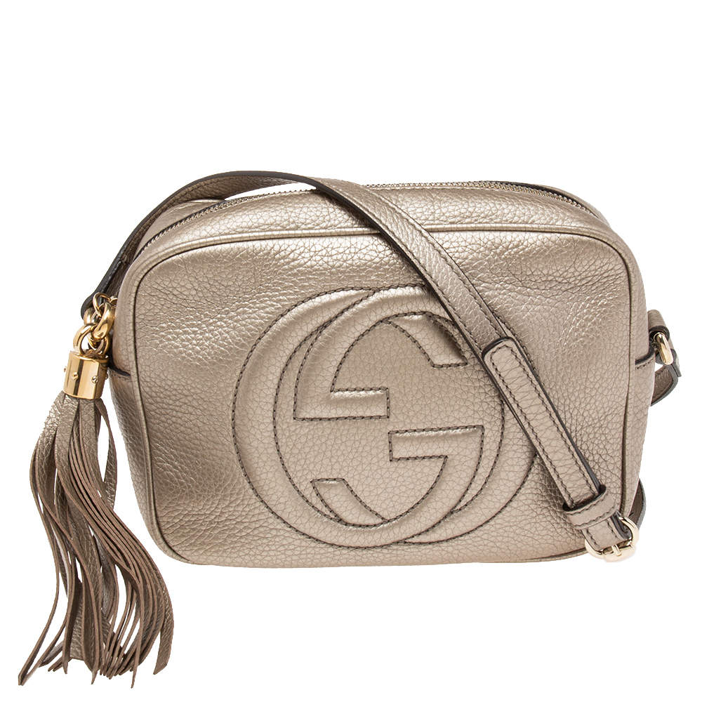 مملوكة مسبقًا Gucci Light Gold Leather Small Soho Disco Shoulder Bag