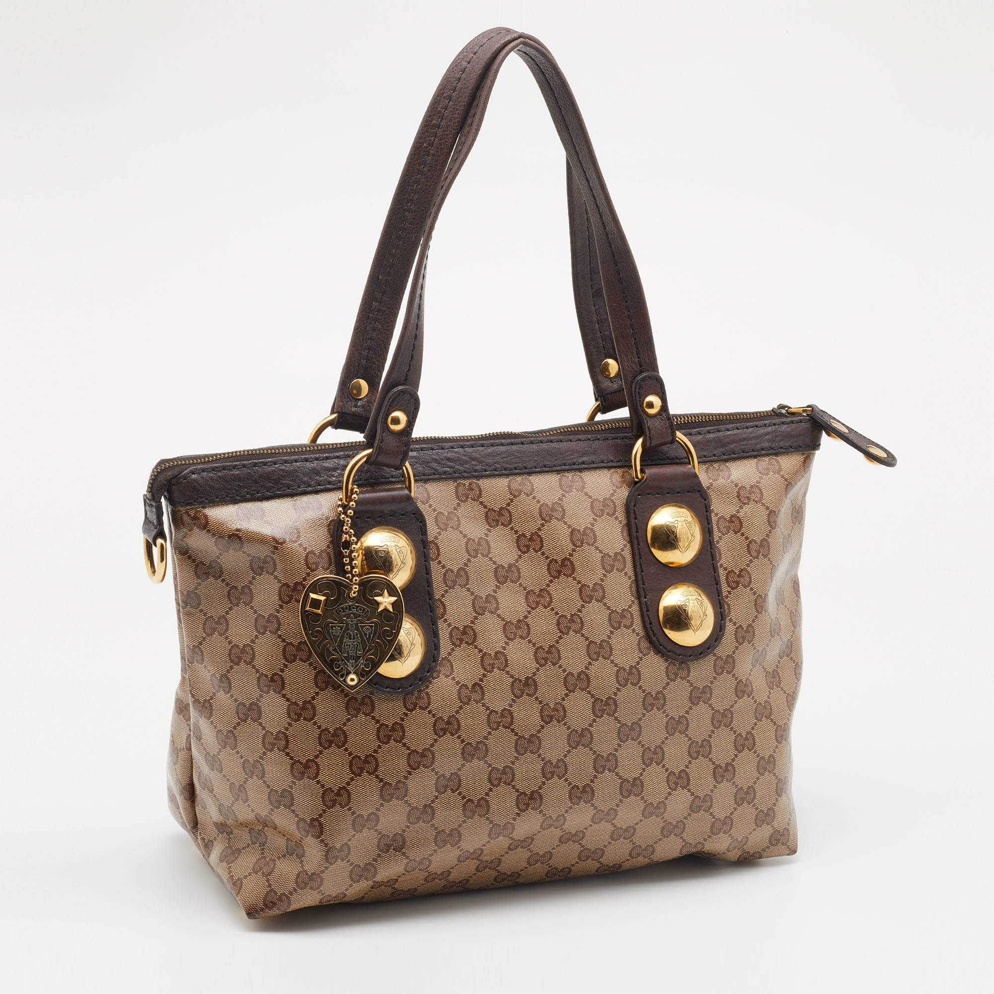 Gucci Beige/Ebony GG Coated Canvas Babouska Pochette Bag - Yoogi's Closet