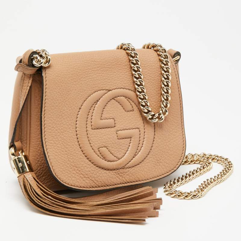 Gucci Beige Leather Soho Chain Shoulder Bag QFB1EW06IB000
