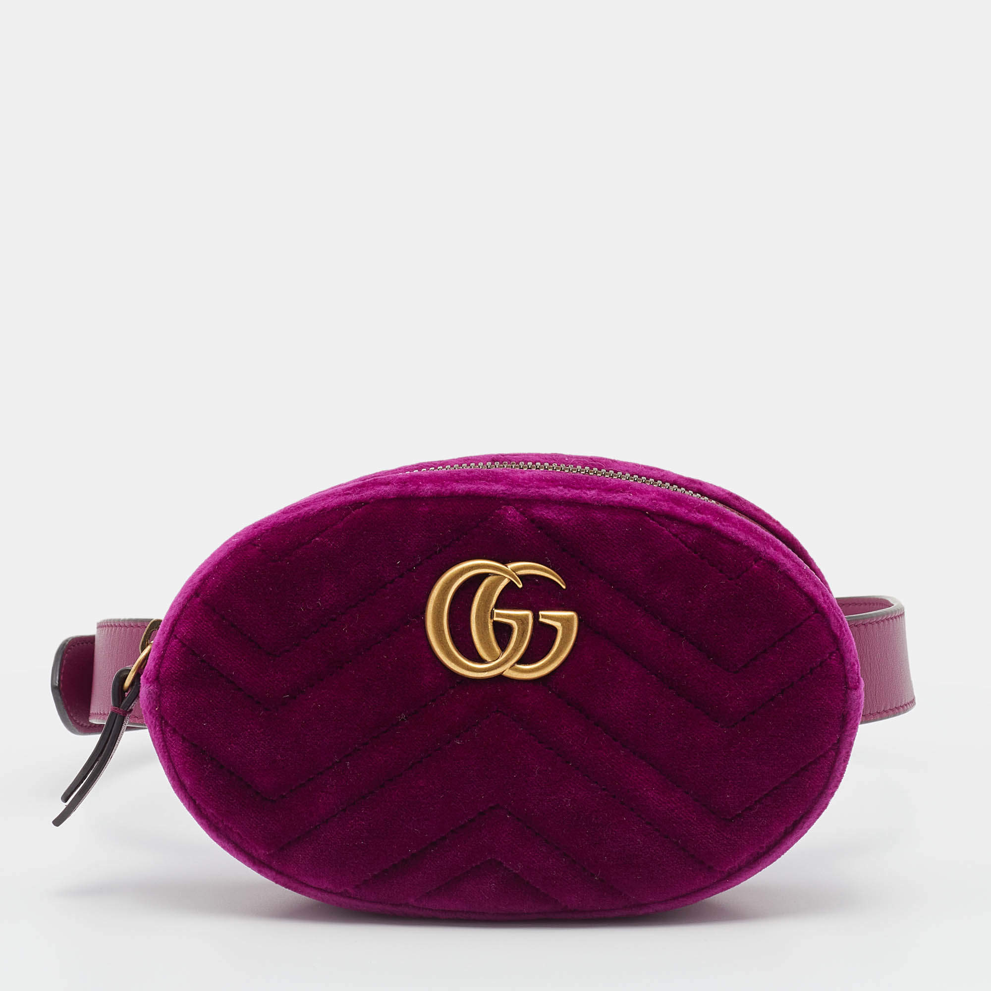 Pre Owned حقيبة حزام غوتشي GG مارمونت قطيفة ماتيلاس بنفسجي