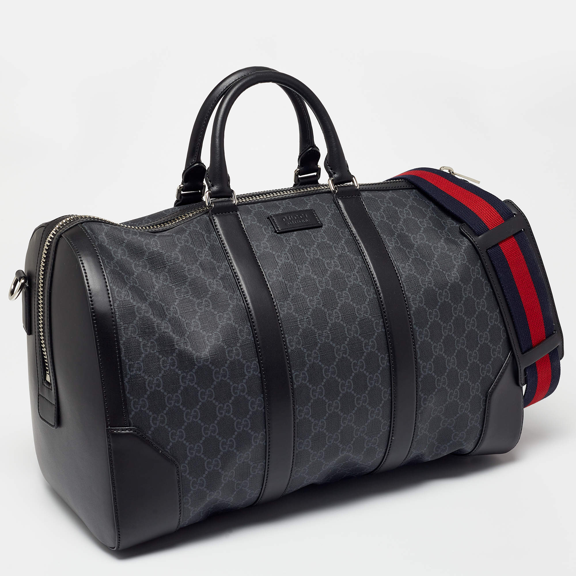 Gucci Black GG Supreme Canvas and Leather Carry On Duffel Bag Gucci TLC