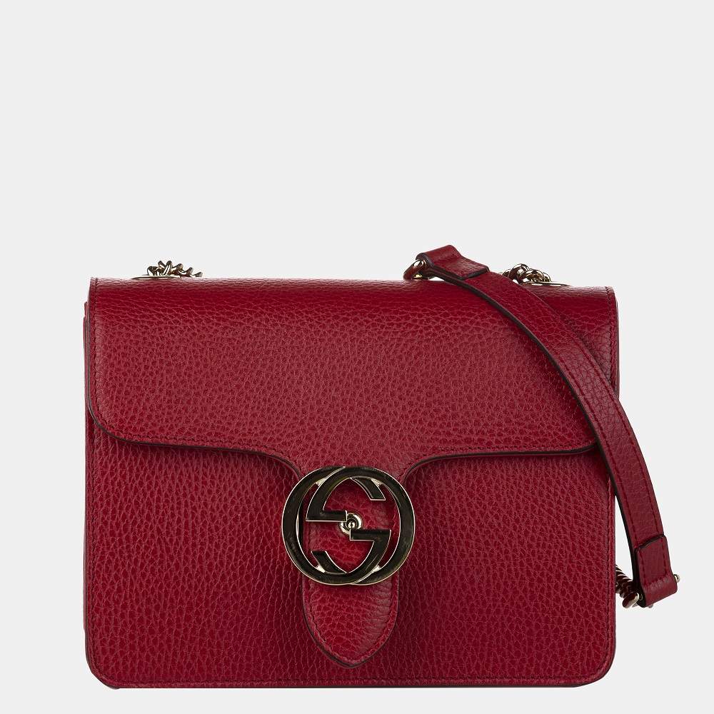 gucci interlocking red leather crossbody bag