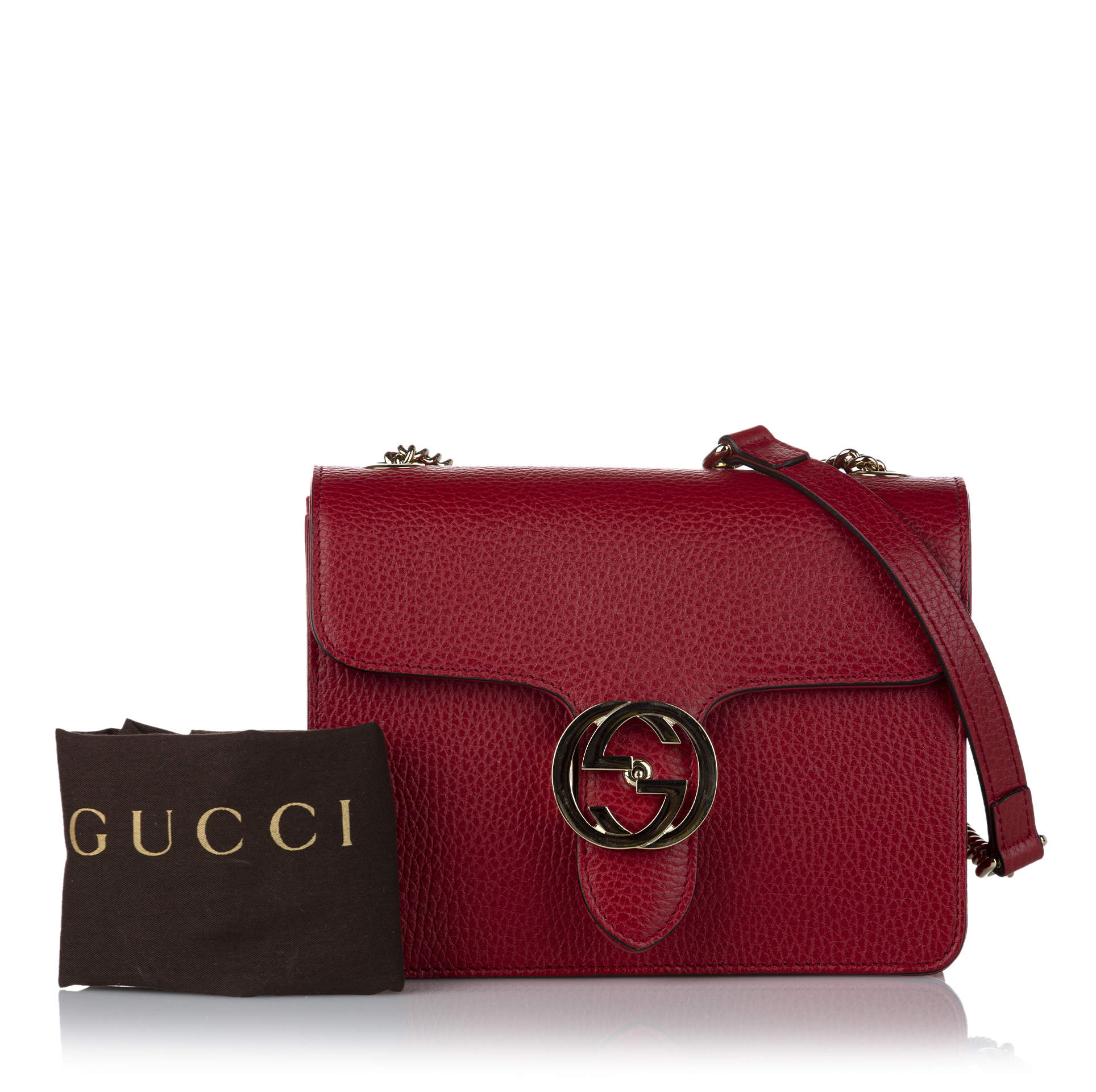 gucci interlocking red leather crossbody bag