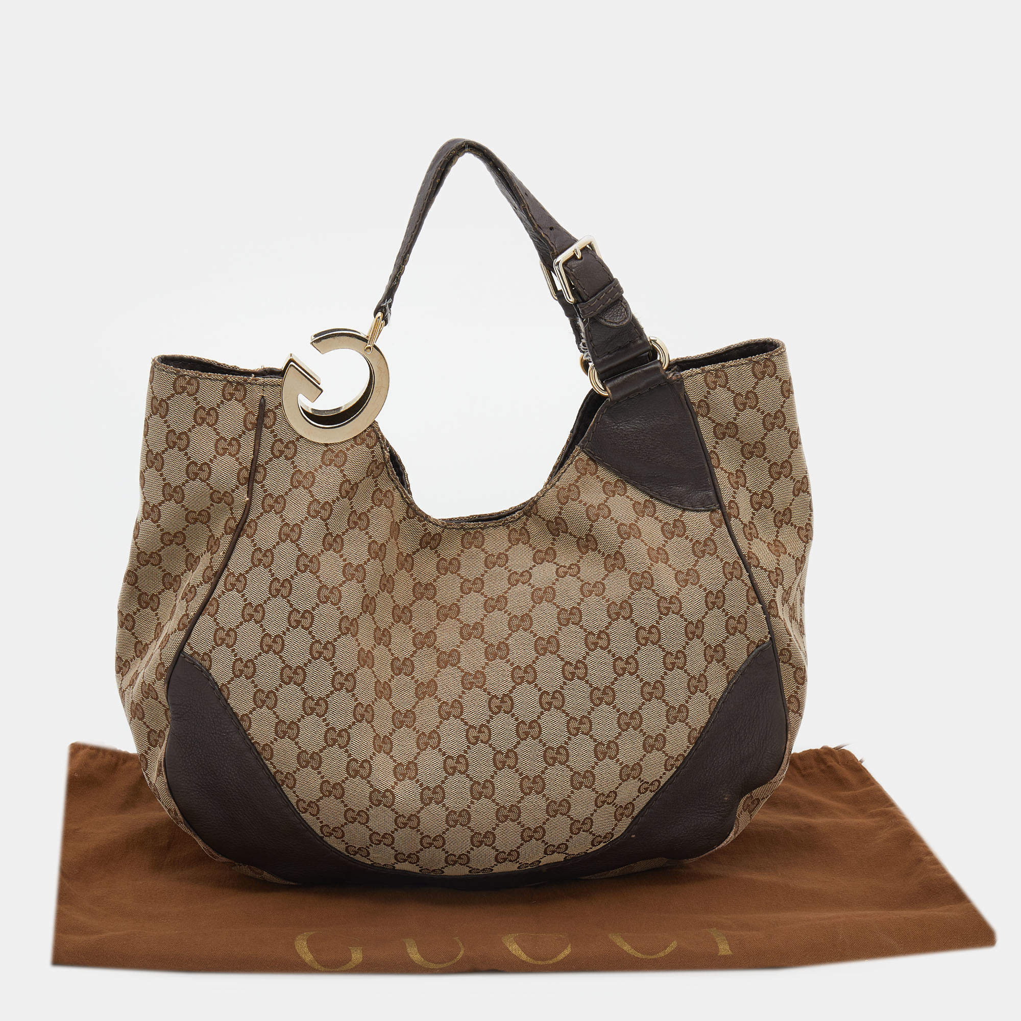 Gucci Beige/Brown GG Canvas and Leather Medium Charlotte Hobo at