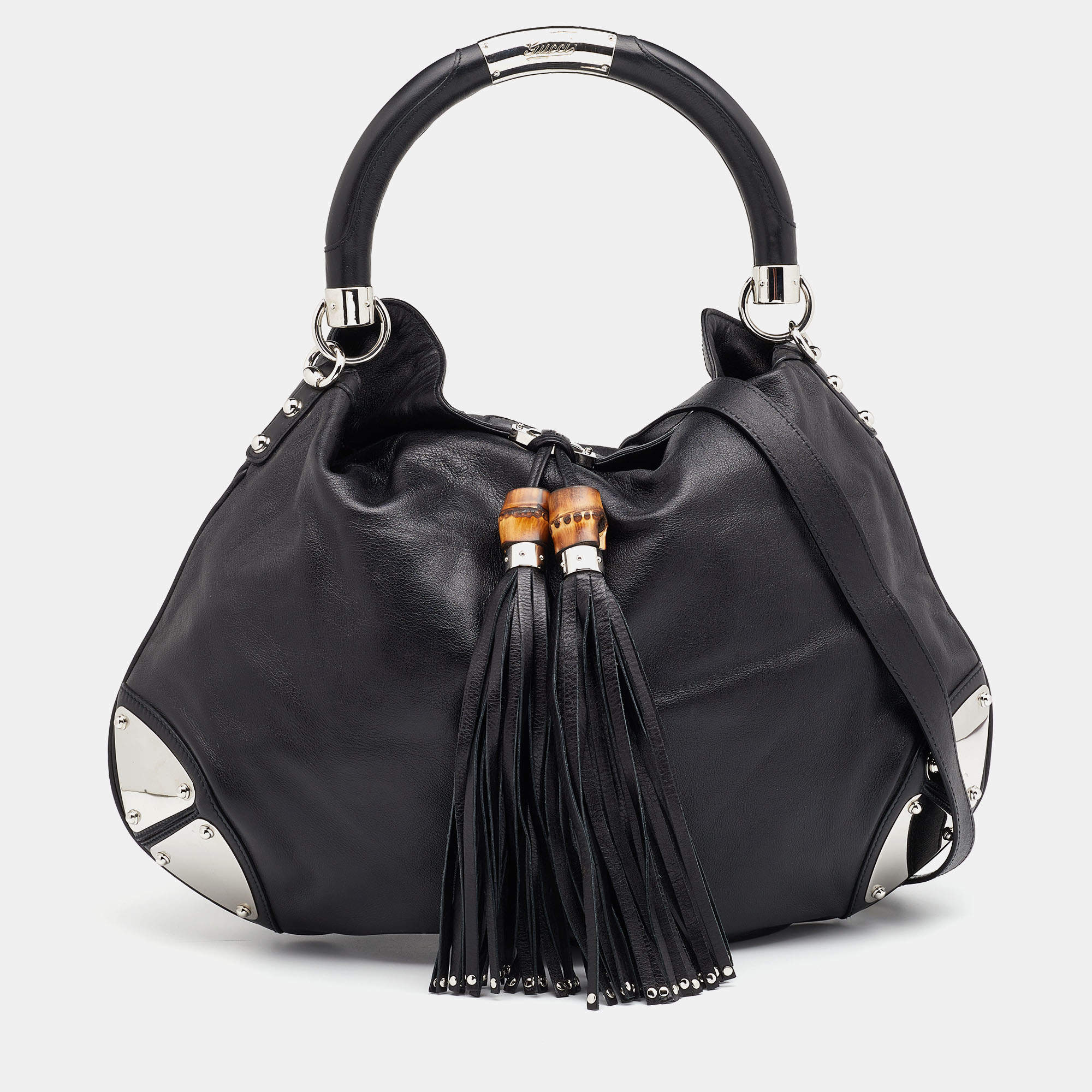 مملوكة مسبقًا حقيبة هوبو غوتشي بابوسكا إندي جلد سوداء كبيرة