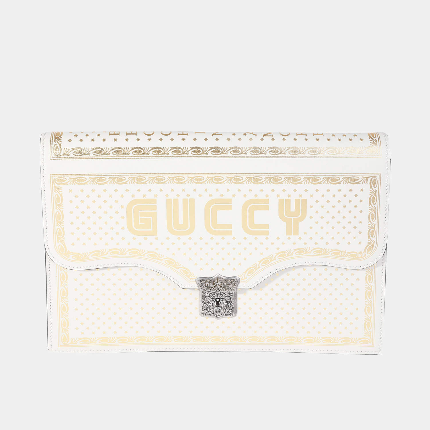 Gucci White Calfskin Leather Star Printed Star Printed GUCCY