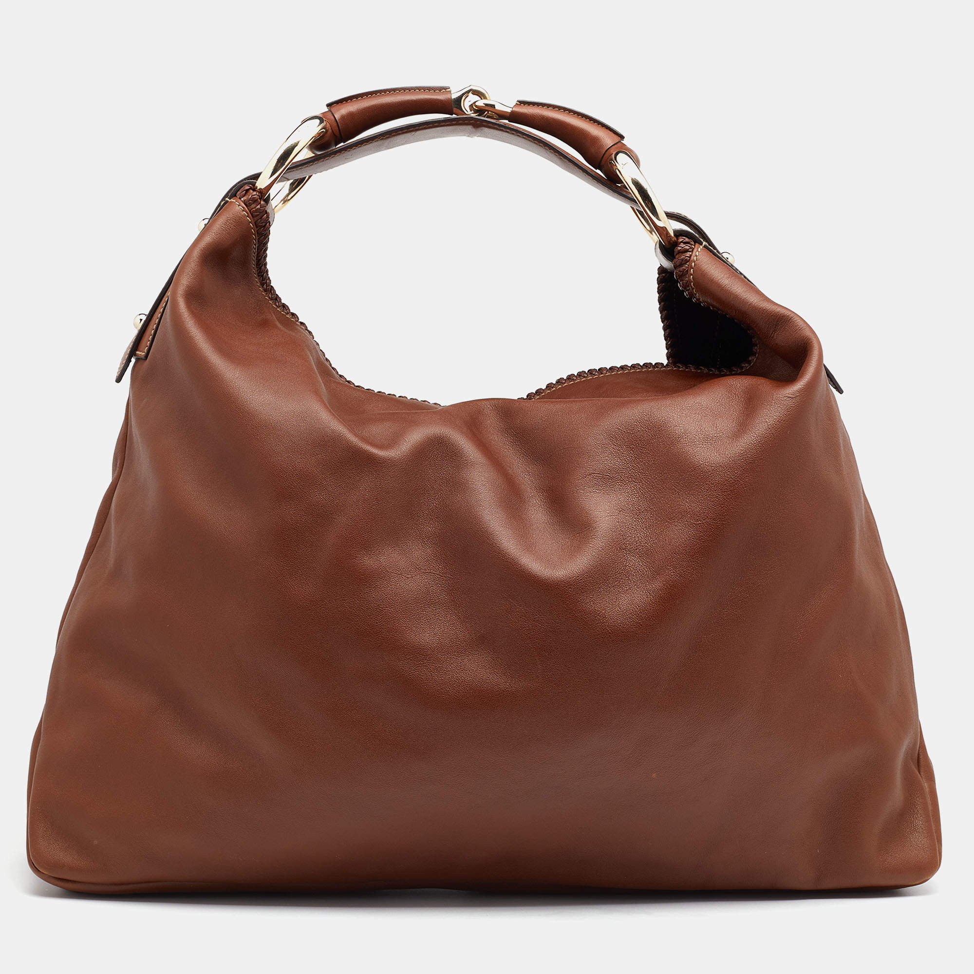 مملوكة مسبقًا Gucci Brown Leather Horsebit Hobo