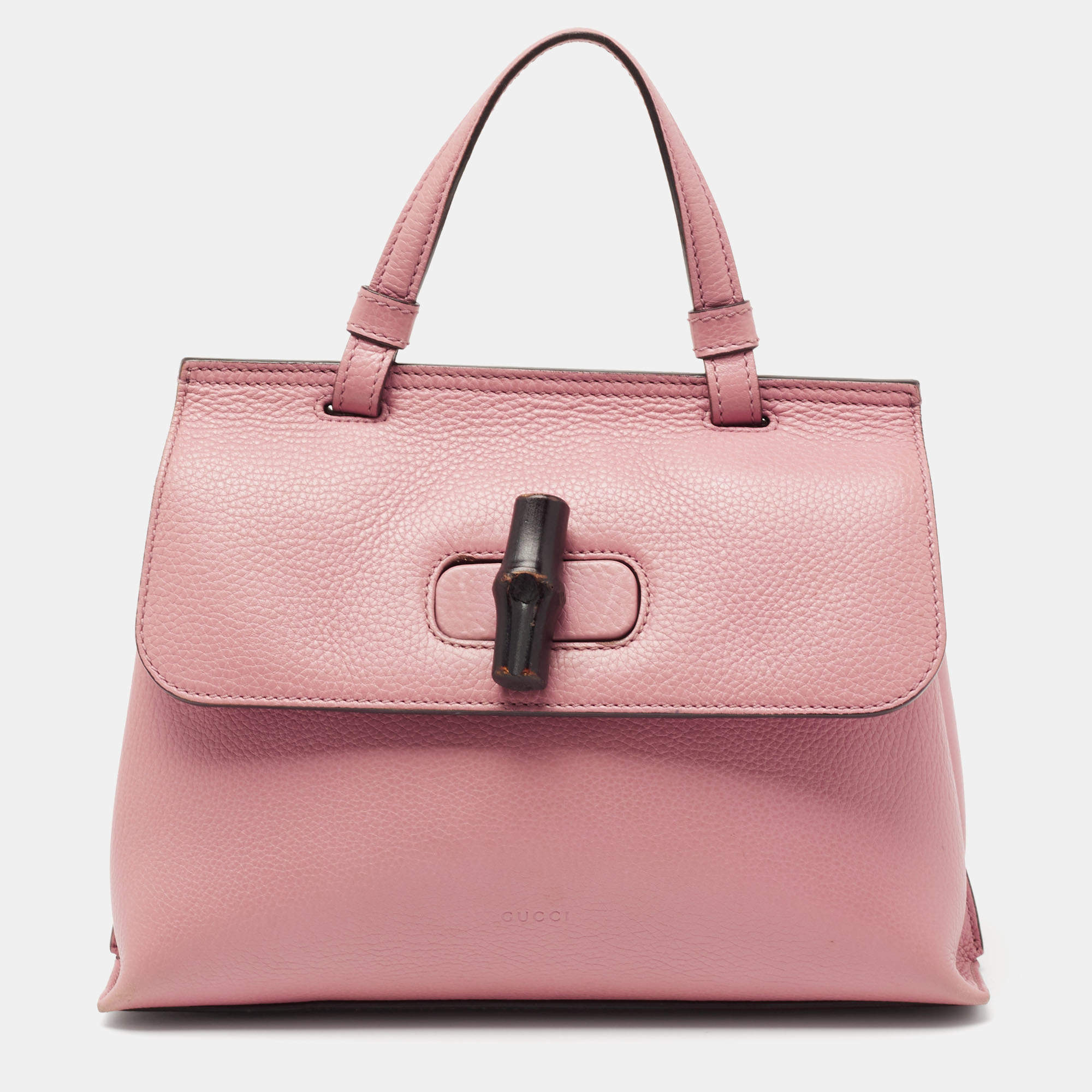 Gucci Pink Leather Small Bamboo Daily Top Handle Bag Gucci TLC