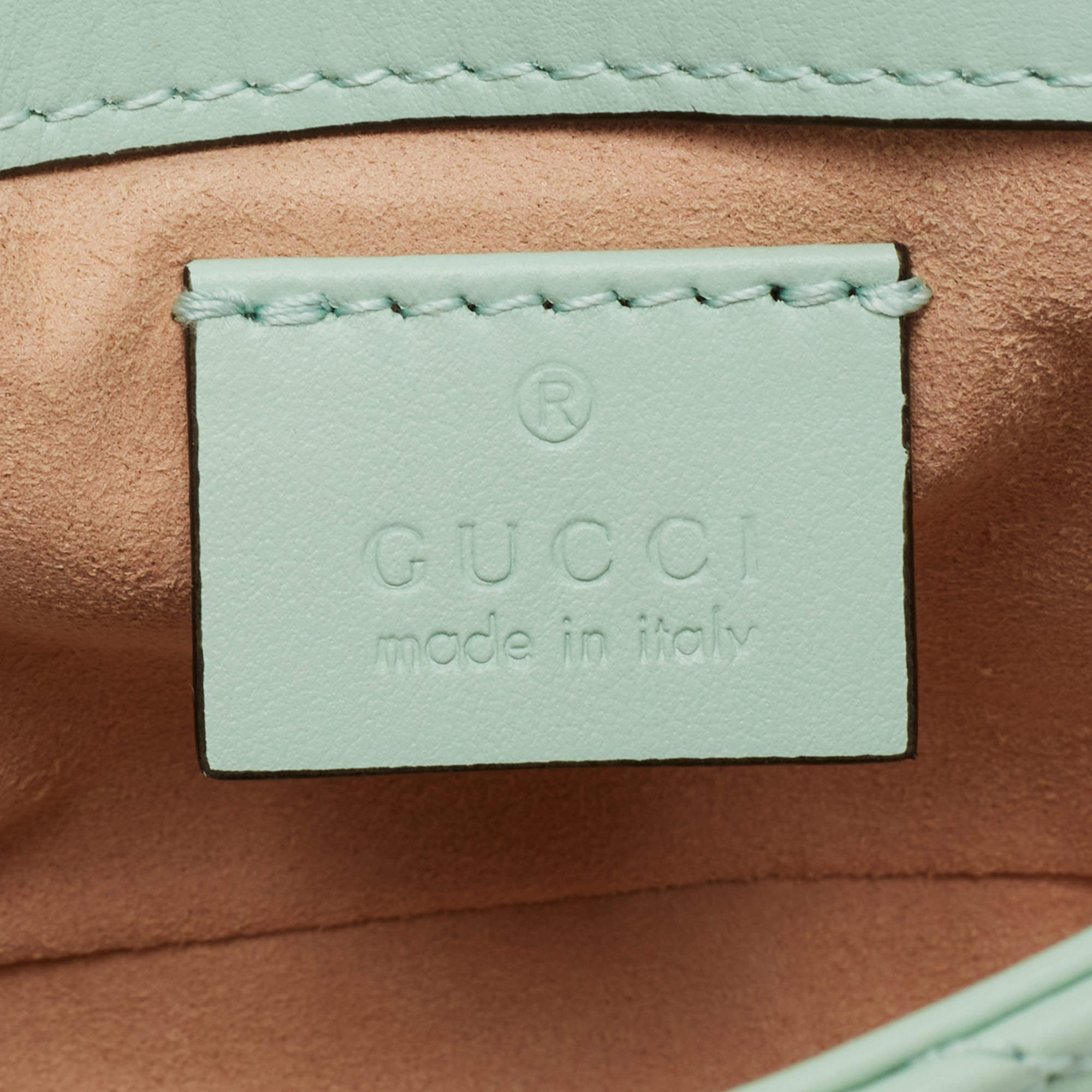 Gucci Green Matelassé Super Mini GG Marmont Bag Gucci