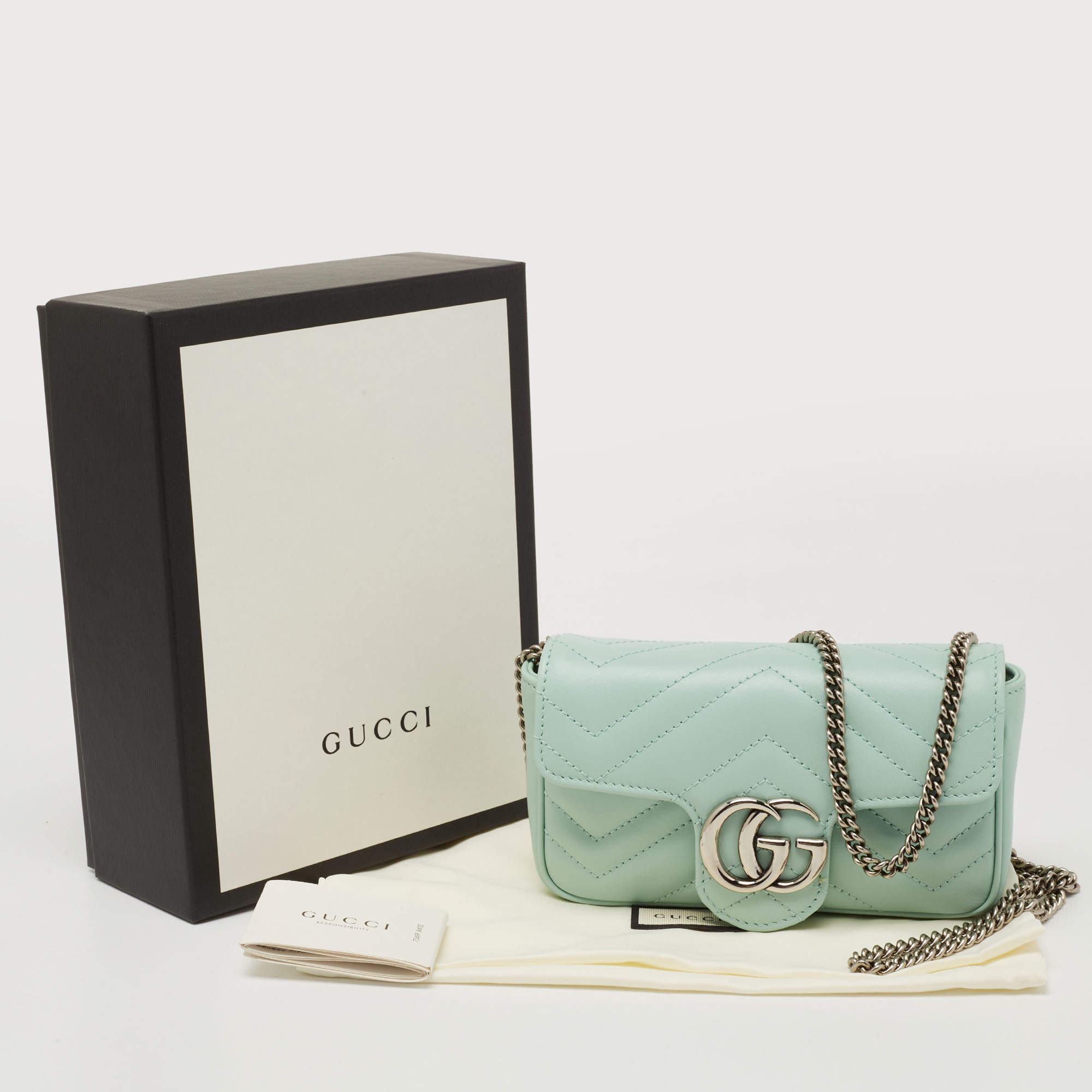 Gucci GG Marmont Matelassé Super Mini Bag in Green