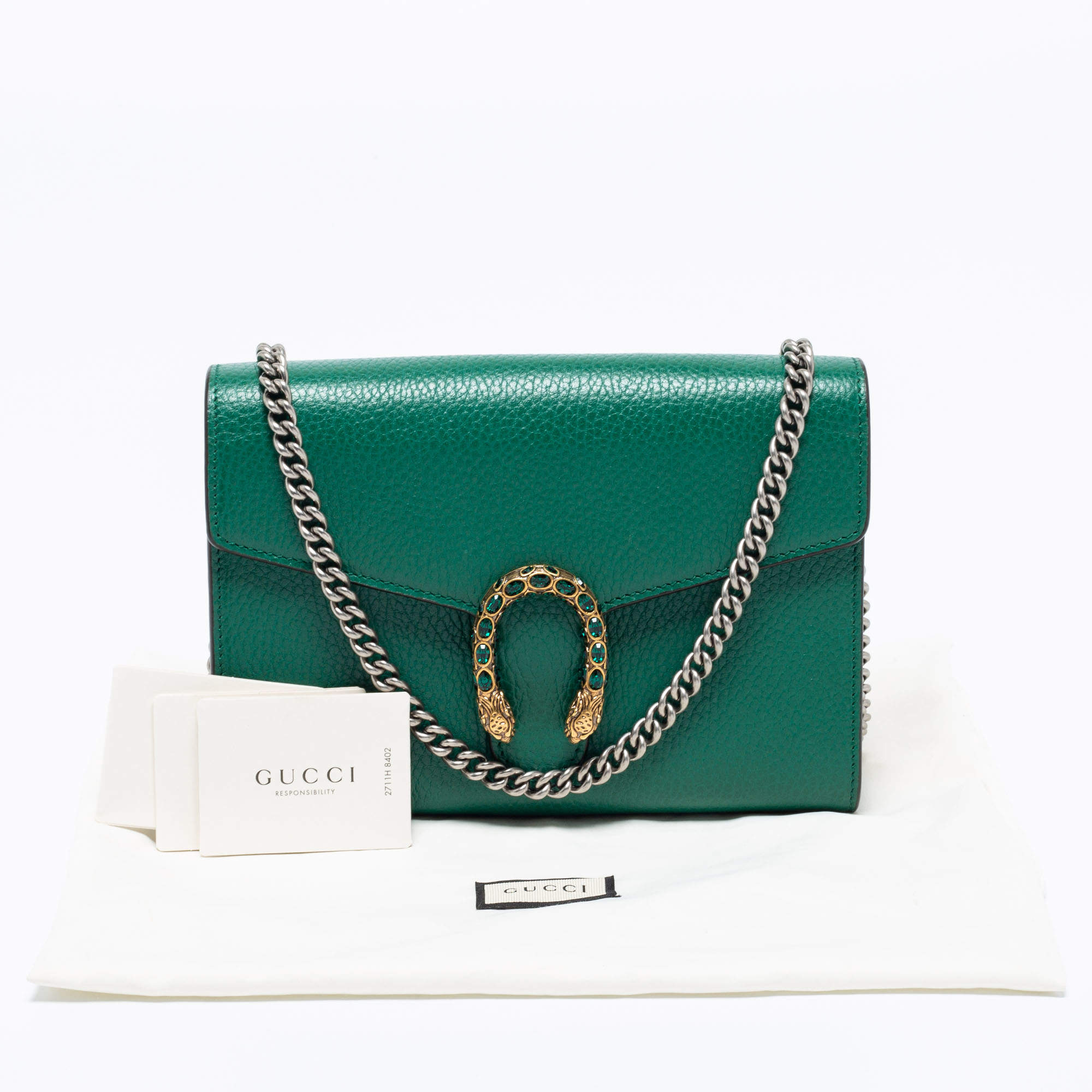 Gucci Green Leather Dionysus Wallet on Chain (WOC) QFB1JL1LGB001