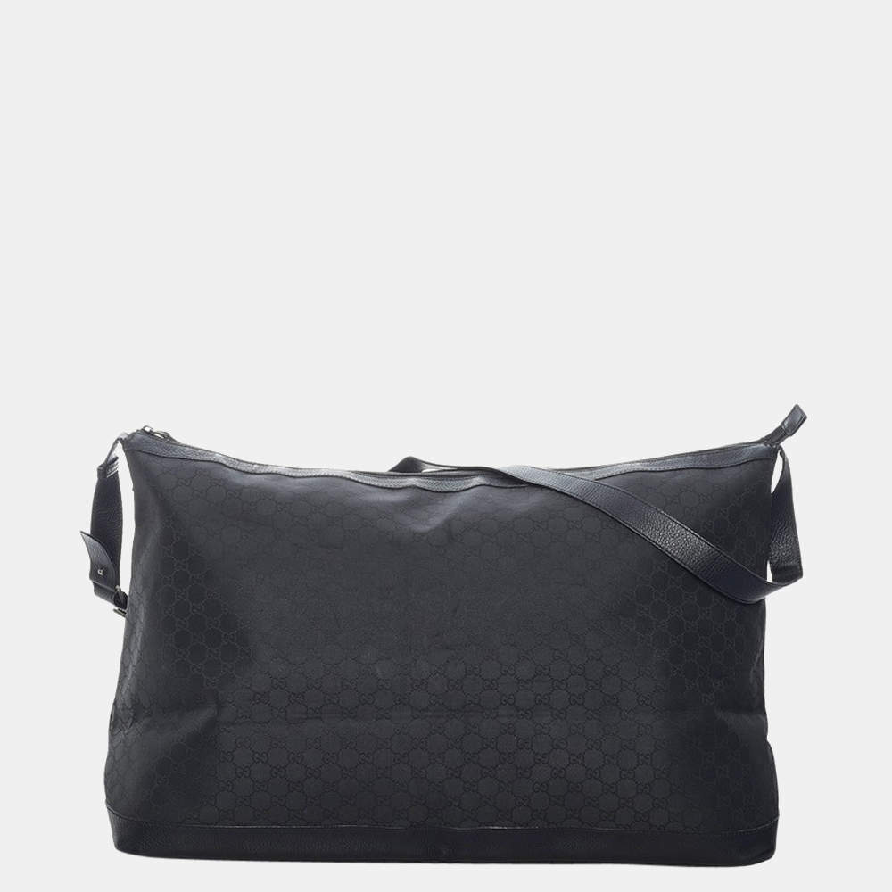 Gucci Black Guccissima Nylon Travel Duffle Bag