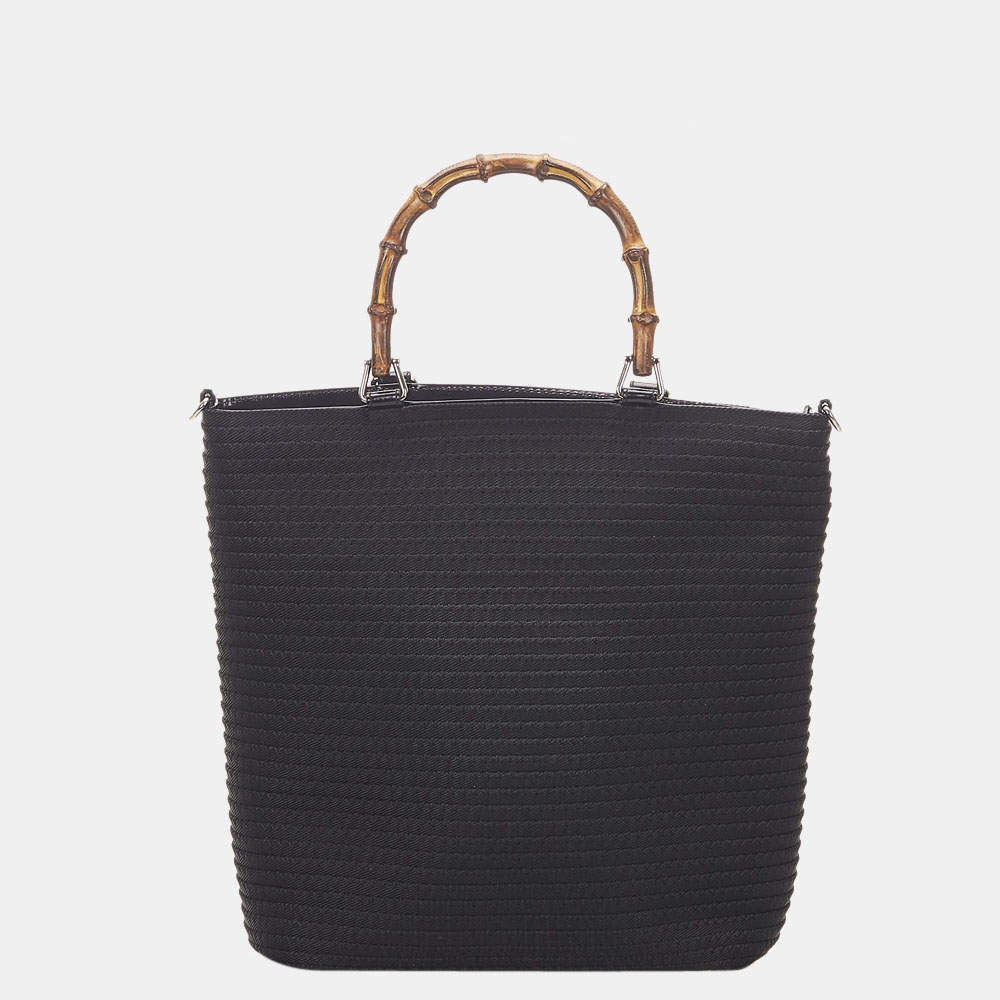 Gucci Canvas Bamboo Canvas Handbag