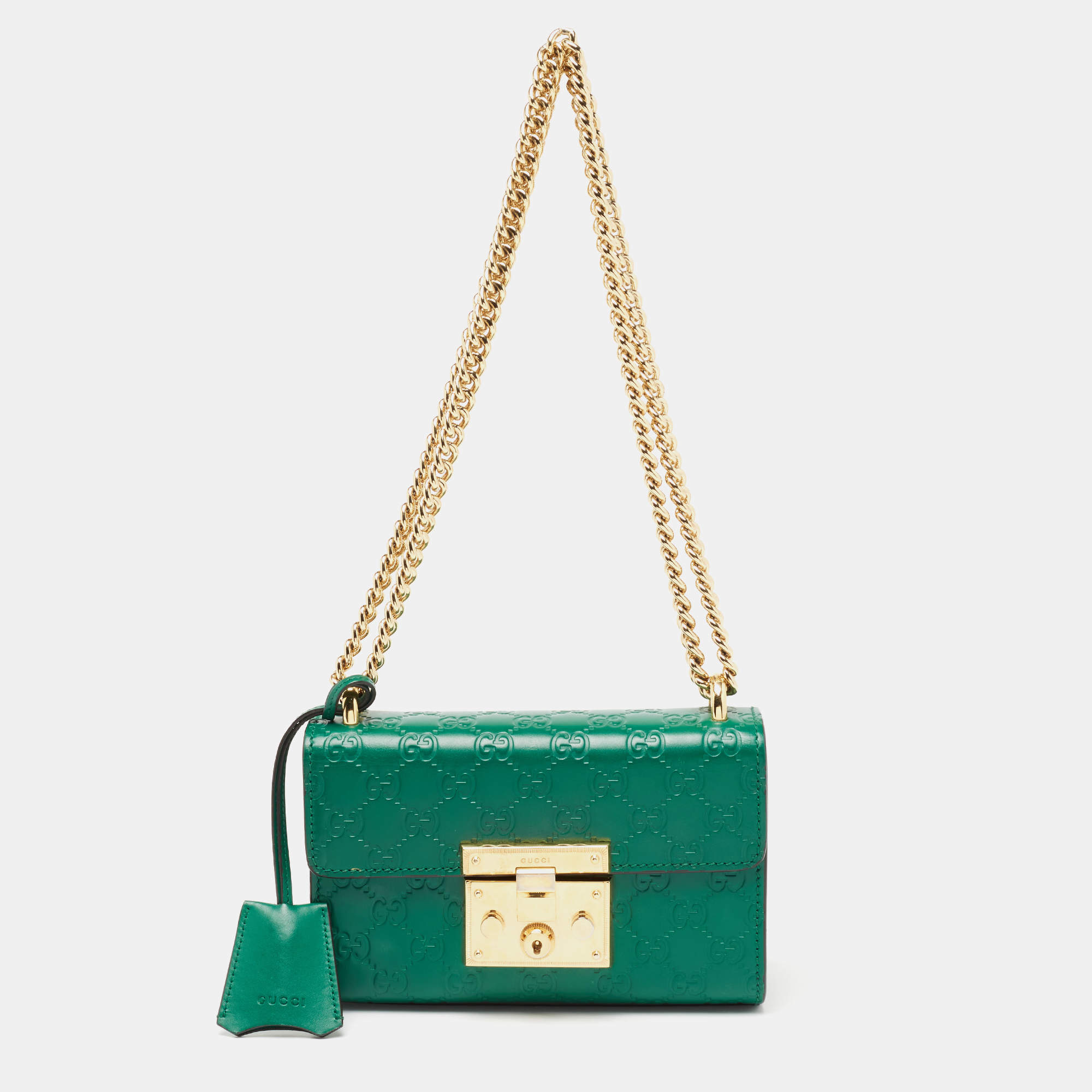 Gucci Green Guccissima Leather Small Padlock Shoulder Bag Gucci The