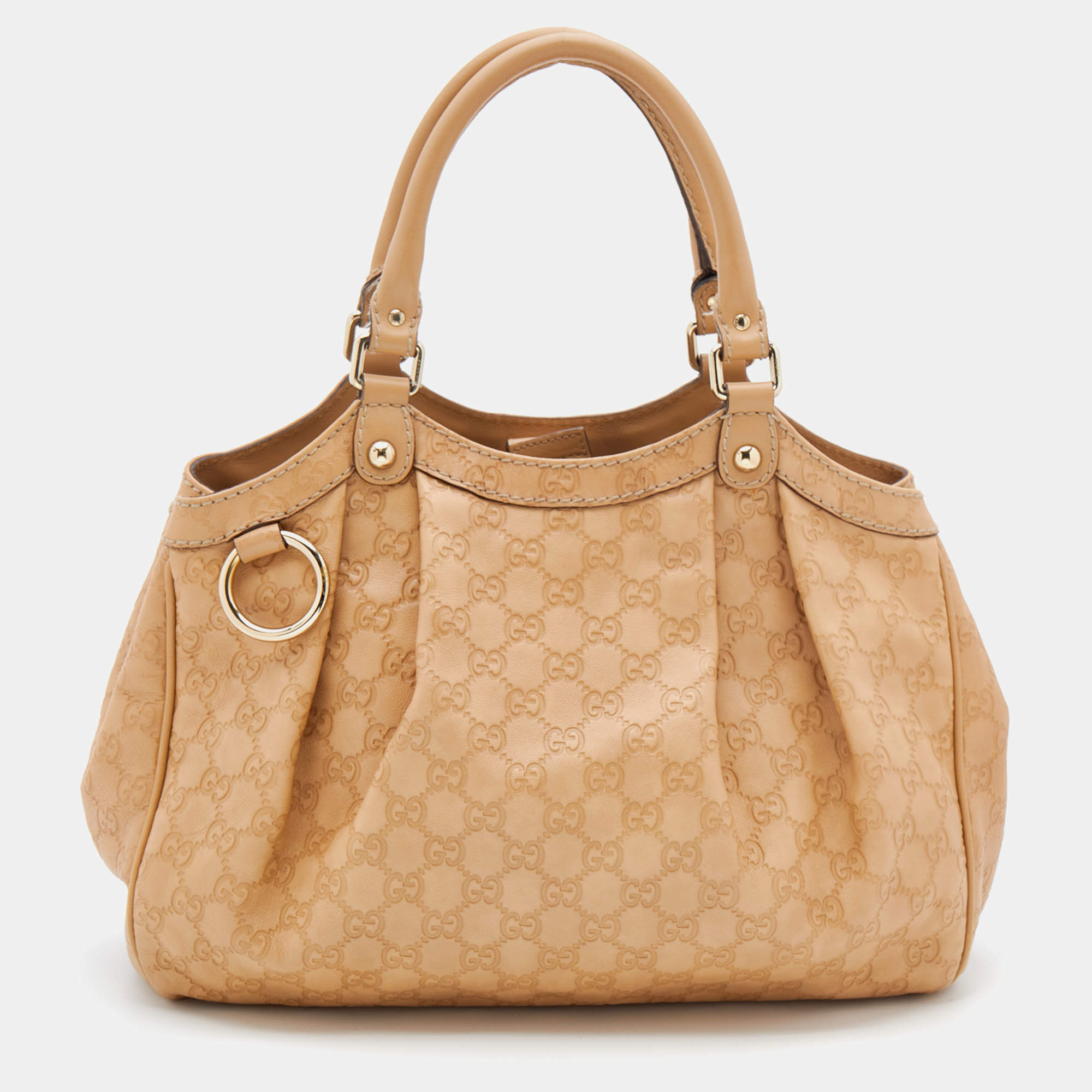 Pre Owned Gucci Beige Guccissima Leather Medium Sukey Tote