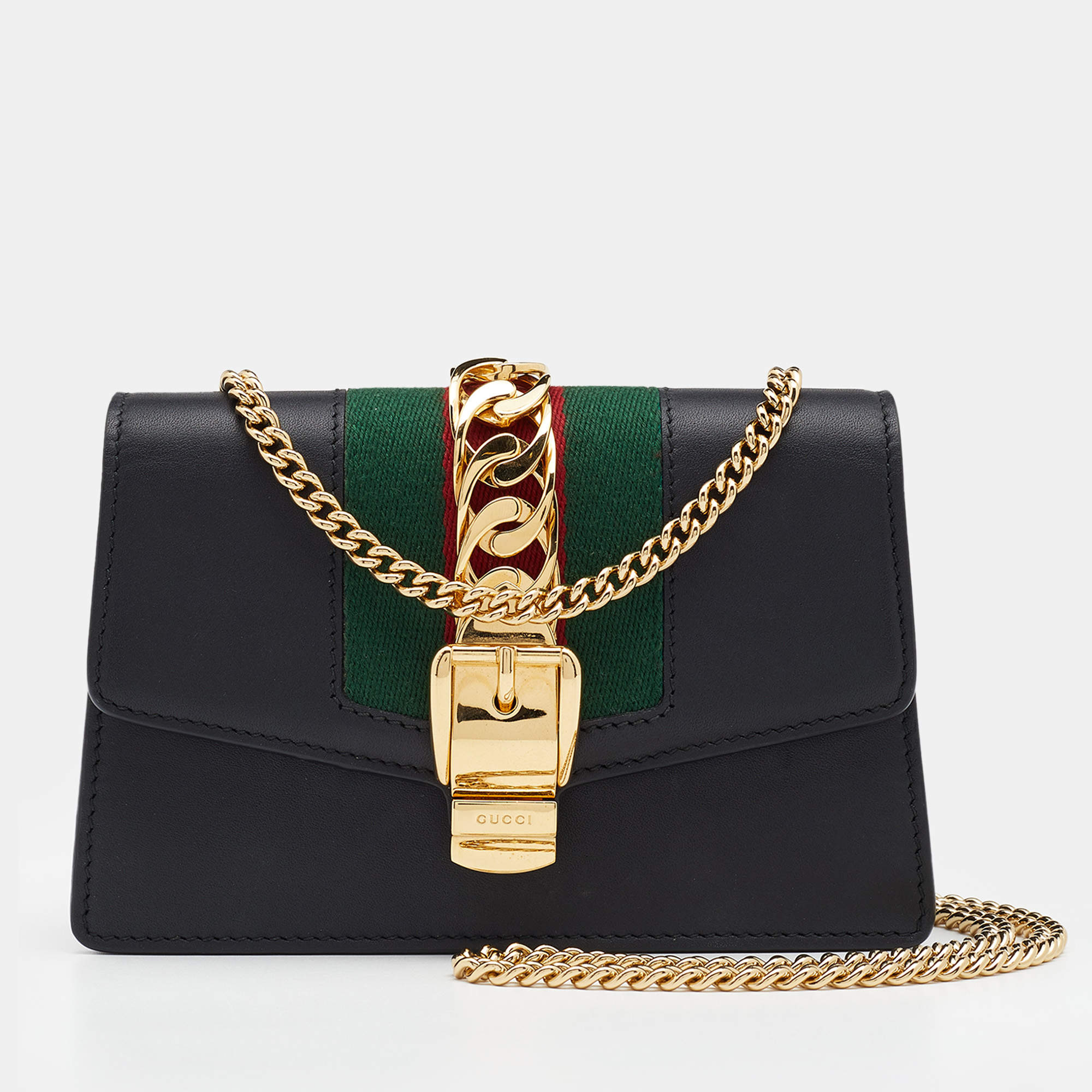 Gucci Black Leather Super Mini Sylvie Chain Shoulder Bag Gucci | The ...