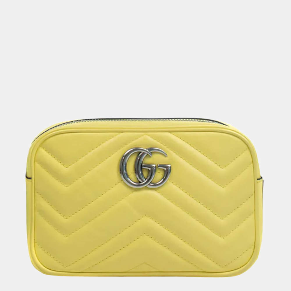 GUCCI Marmont Mini Shoulder bag in Yellow Leather Gucci