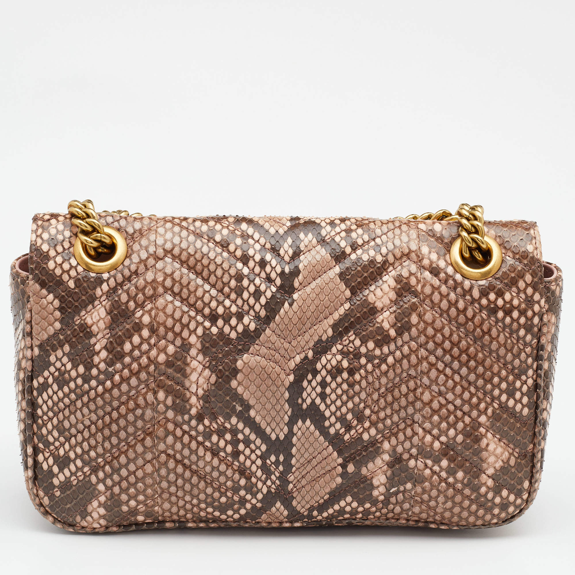 GUCCI snakeskin python bag pochette handbag shoulder bag clutch with charms  Beige ref.512569 - Joli Closet