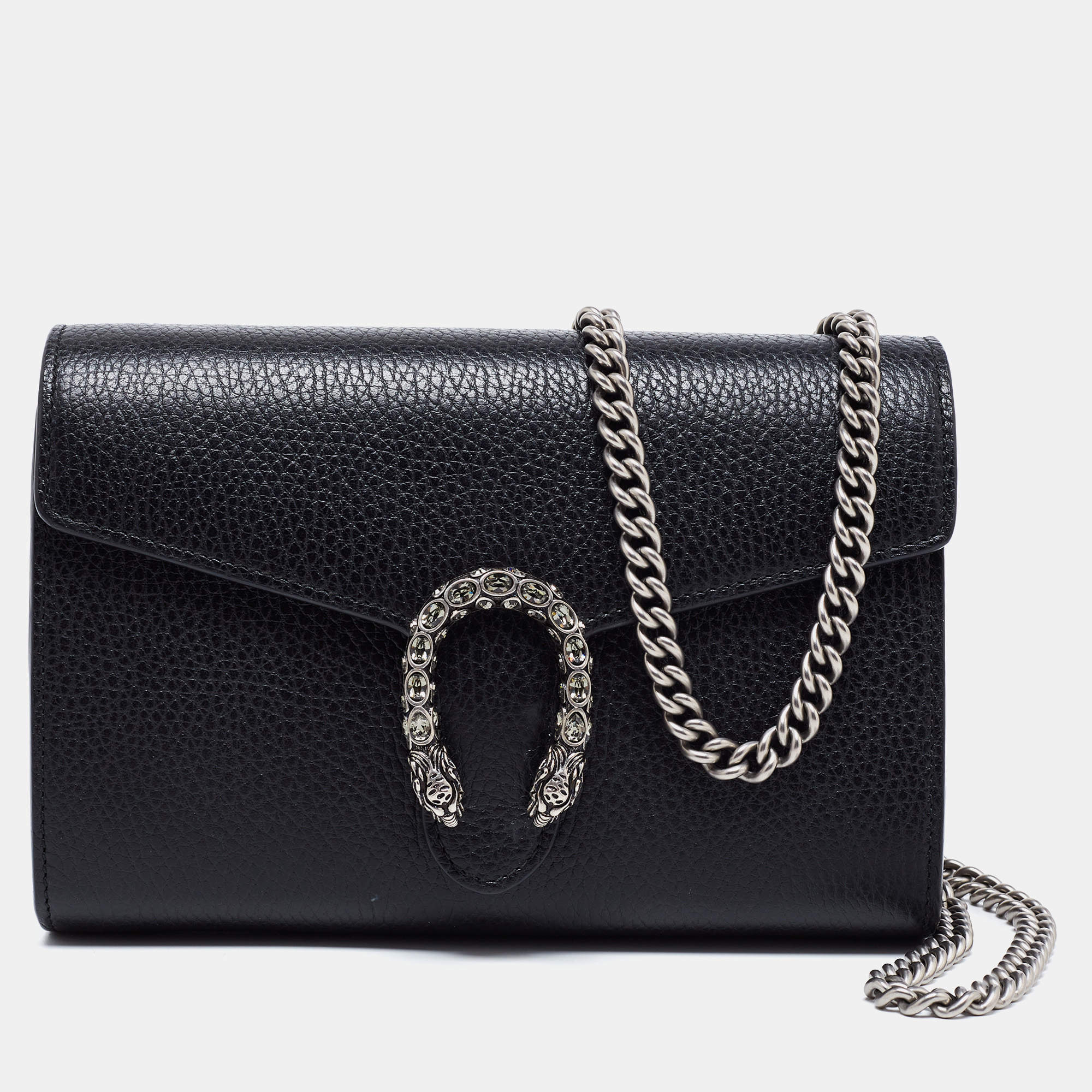 مملوكة مسبقًا Gucci Black Leather Dionysus Wallet On Chain