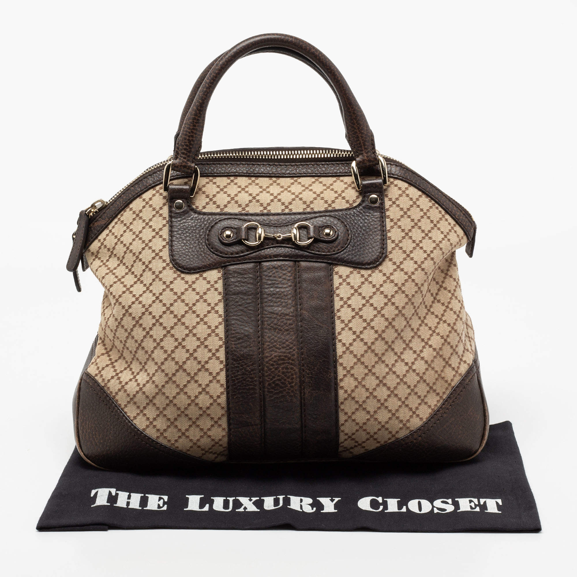 Brown Gucci Diamante Craft Tote