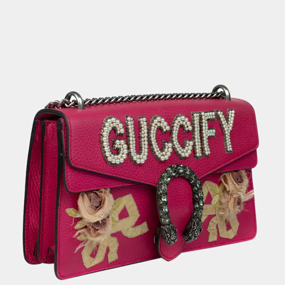 Gucci Dionysus Small Guccify Grained Leather Bag Pink