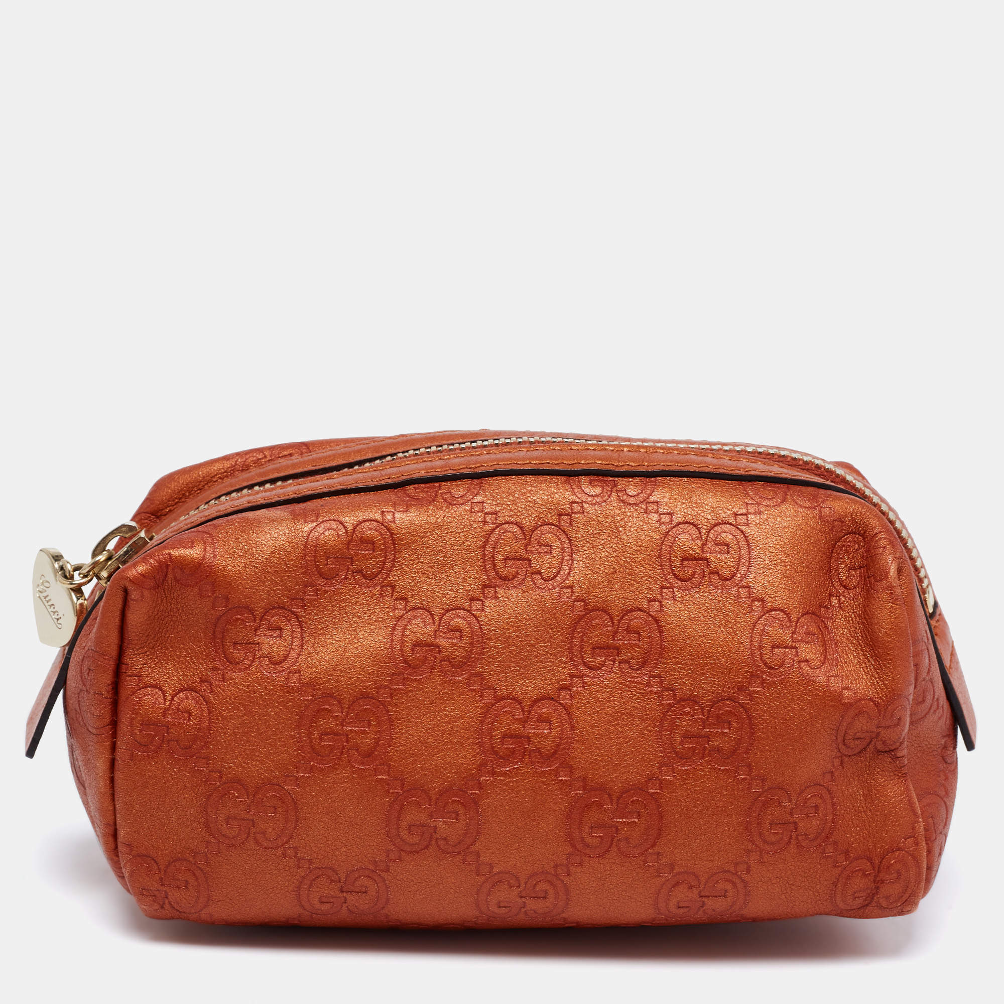 Pre Owned حقيبة صغيرة غوتشي جلد جي جي برتقالي