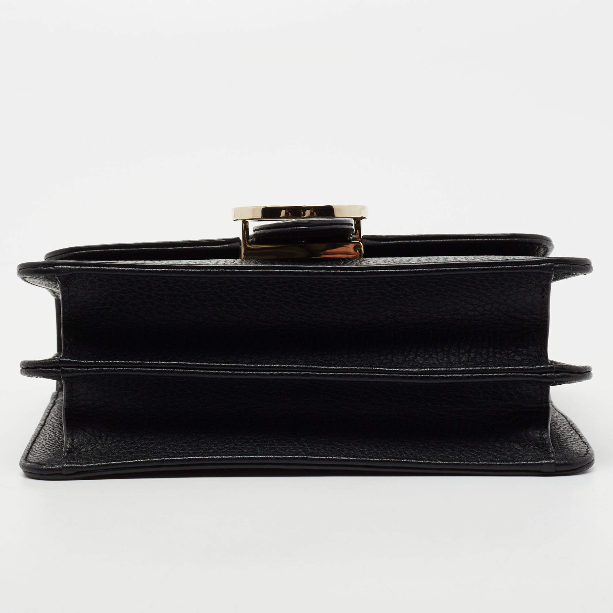 Interlocking leather crossbody bag Gucci Black in Leather - 27807730