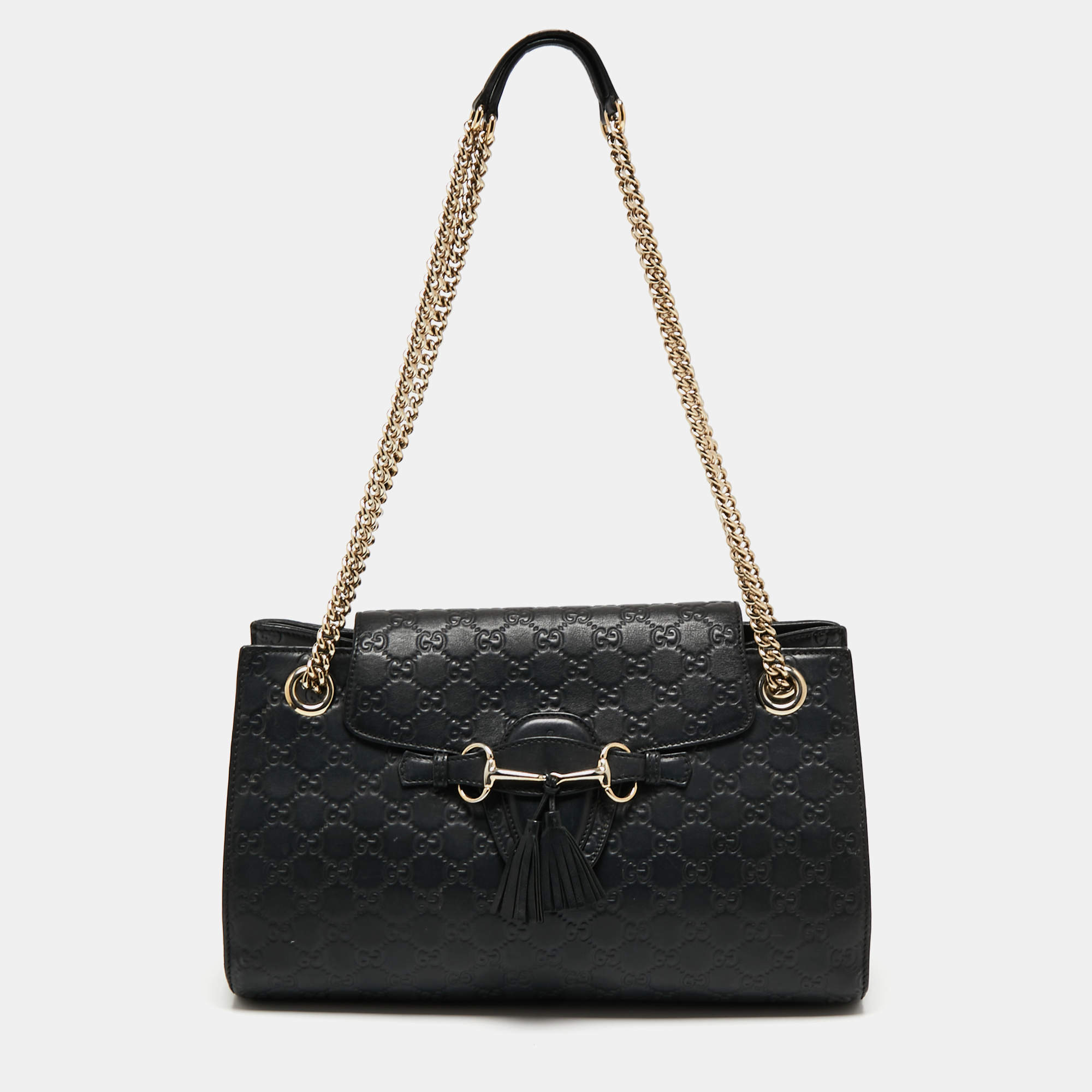 Pre Owned Gucci Black Guccisima Leather Emily Shoulder Bag
