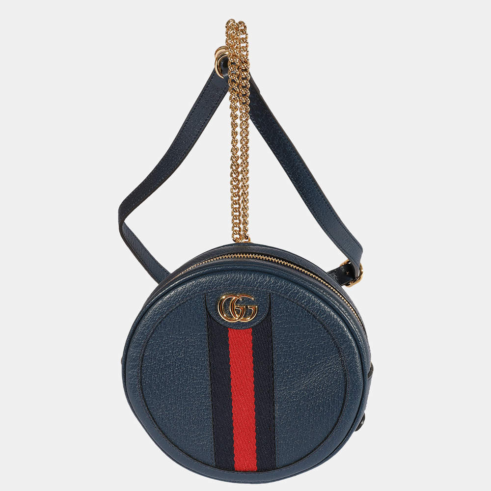 Gucci Navy Calfskin Leather Ophidia Mini Round Backpack Gucci | TLC
