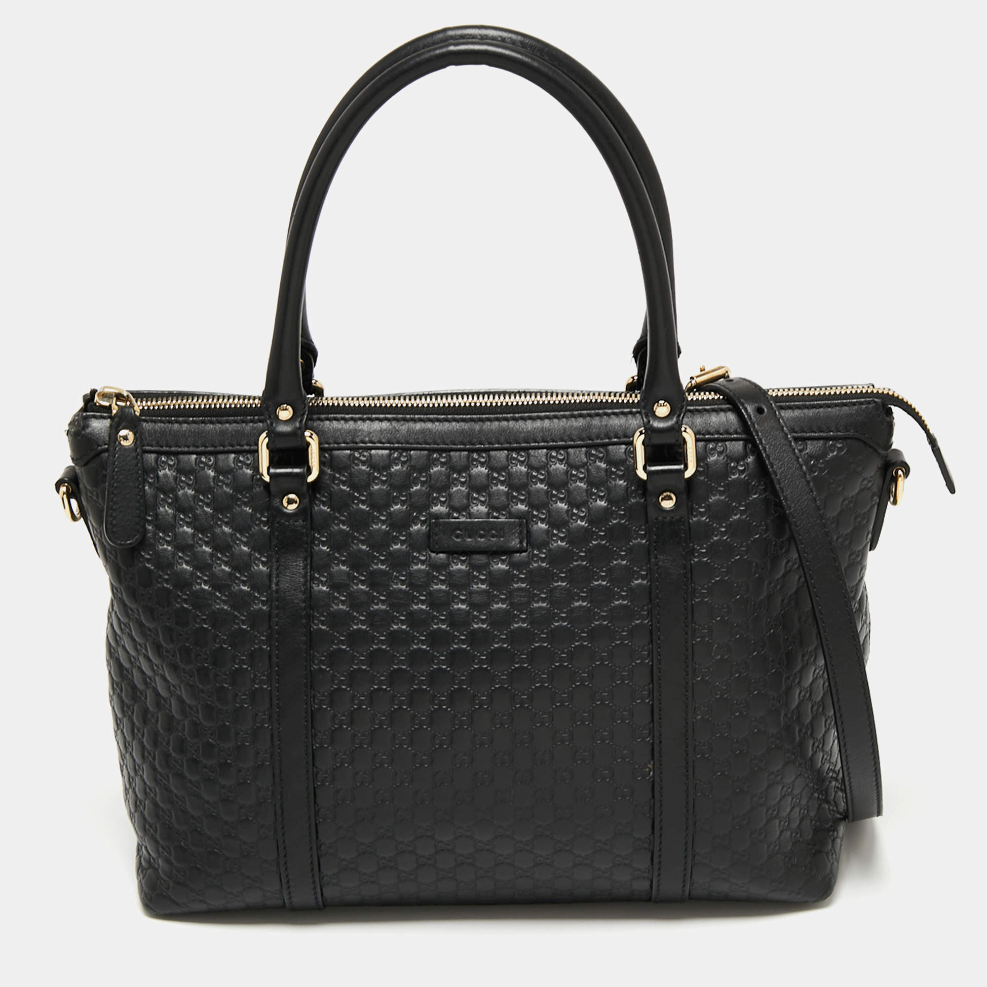 Pre Owned Gucci Black Microguccissima Leather Satchel