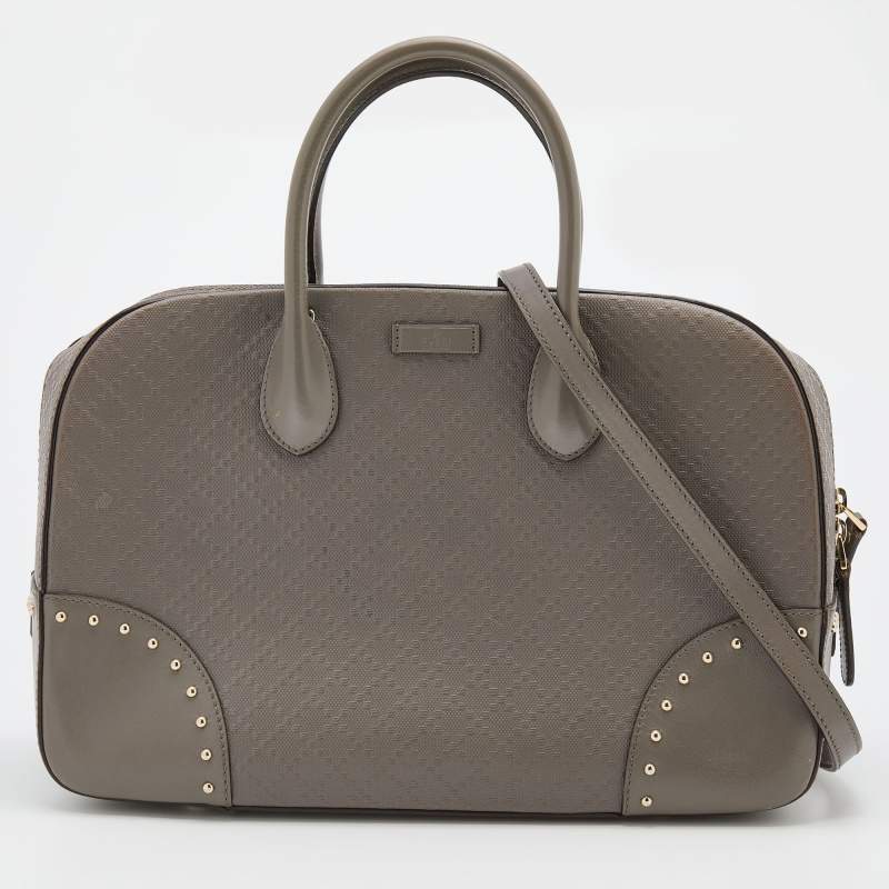 Gucci Light Taupe Diamante Leather Satchel 