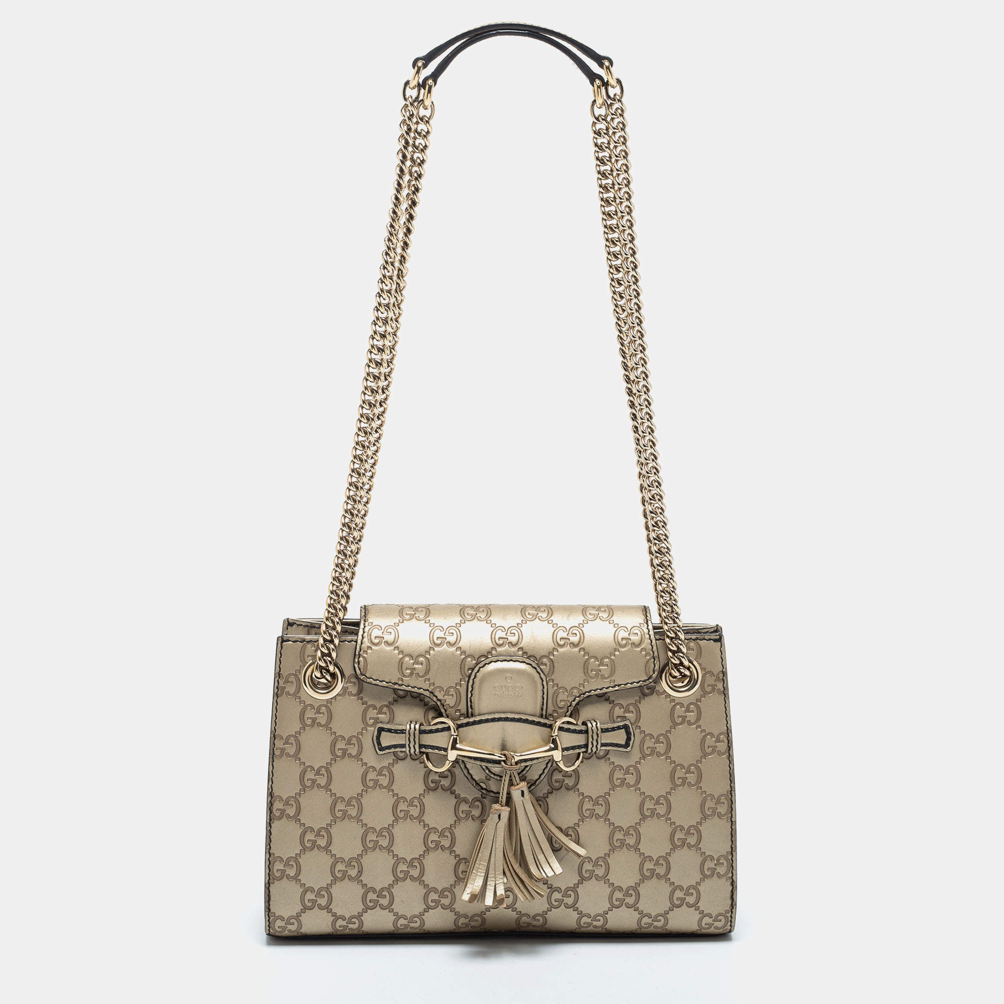 Pre Owned Gucci Gold Guccissima Leather Small Emily Shoulder Bag